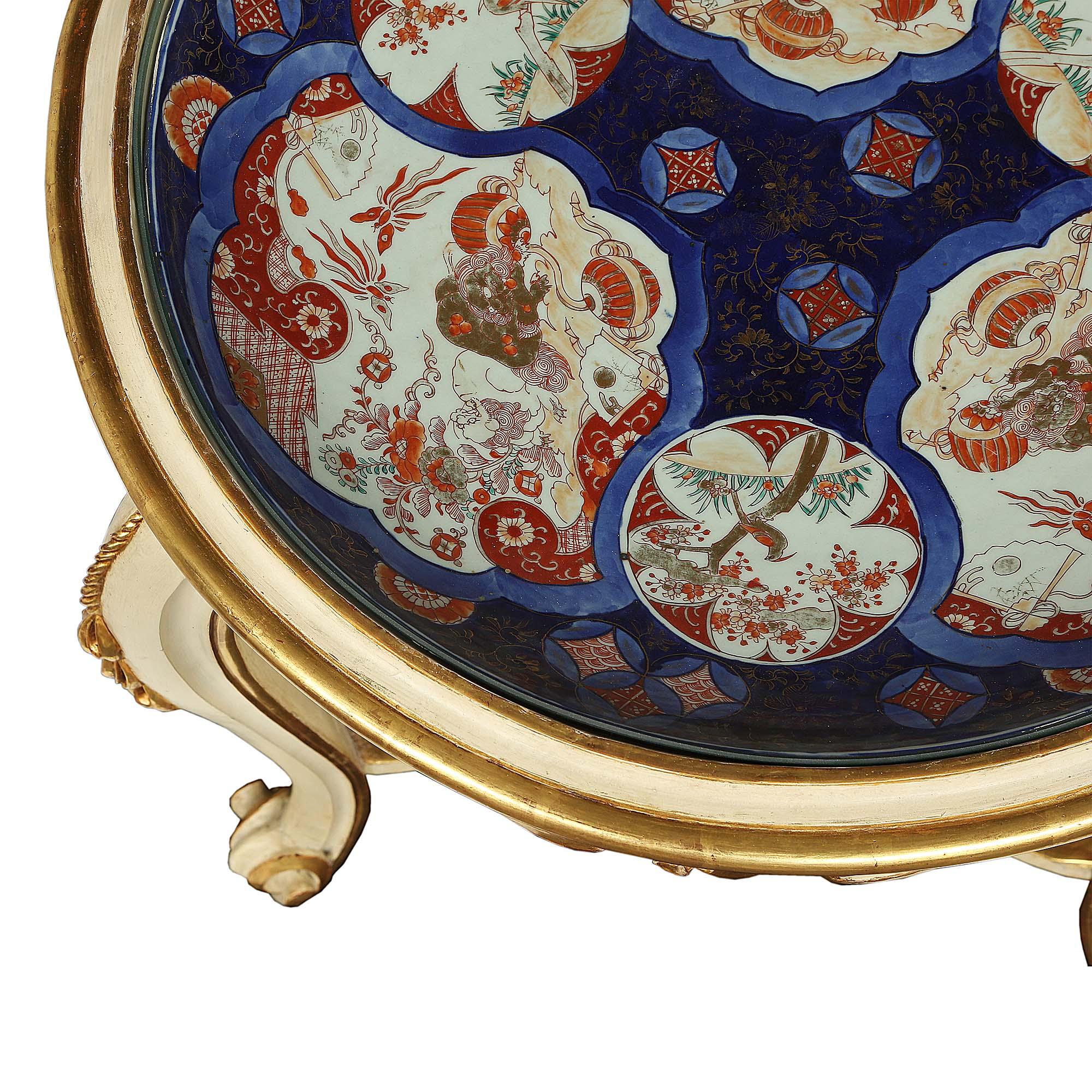 18th Century Imari Bowl Fitted in an Italian 19th Century Louis XV Style Base For Sale 1