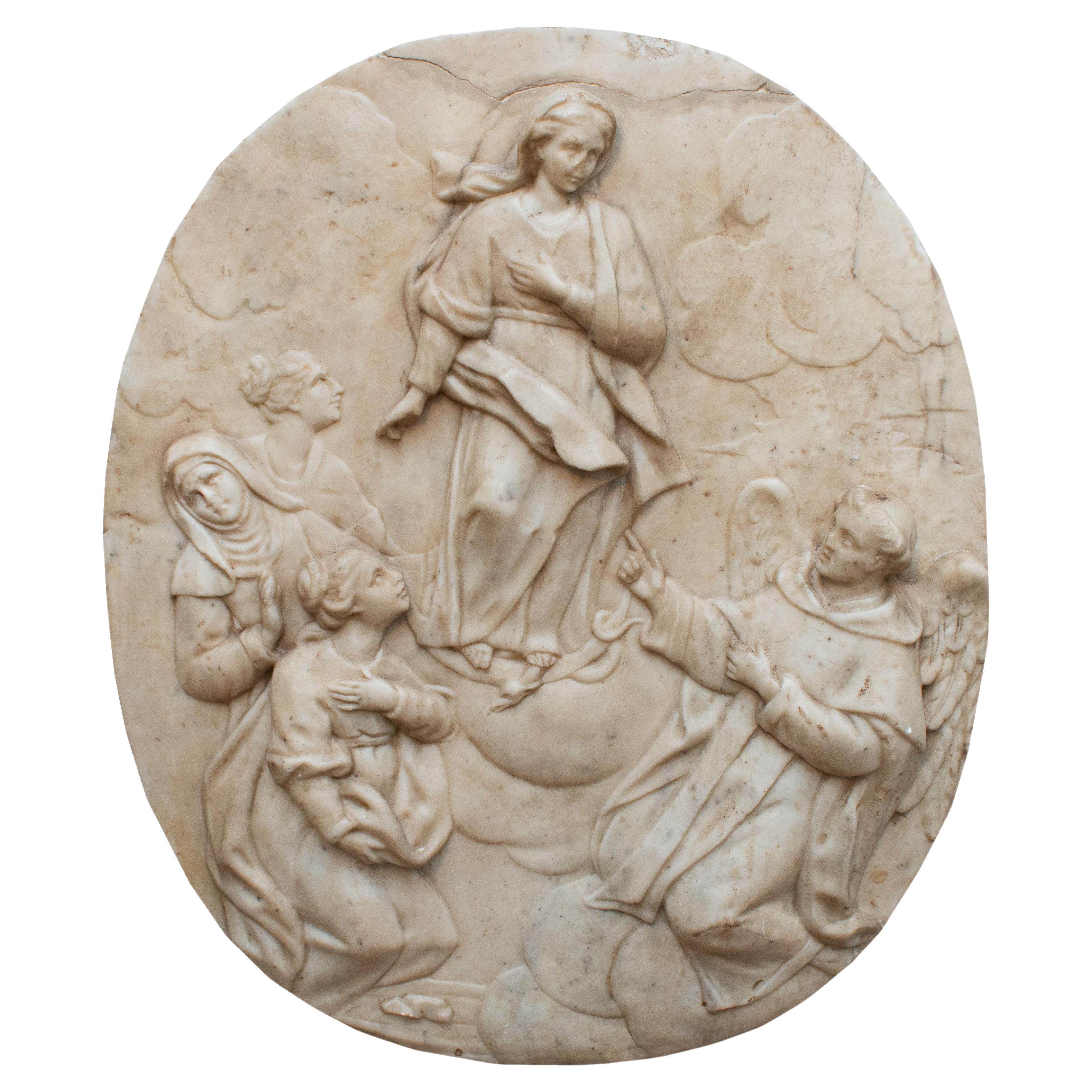 Conception immaculée avec sculpture de saints du 18ème siècle en vente