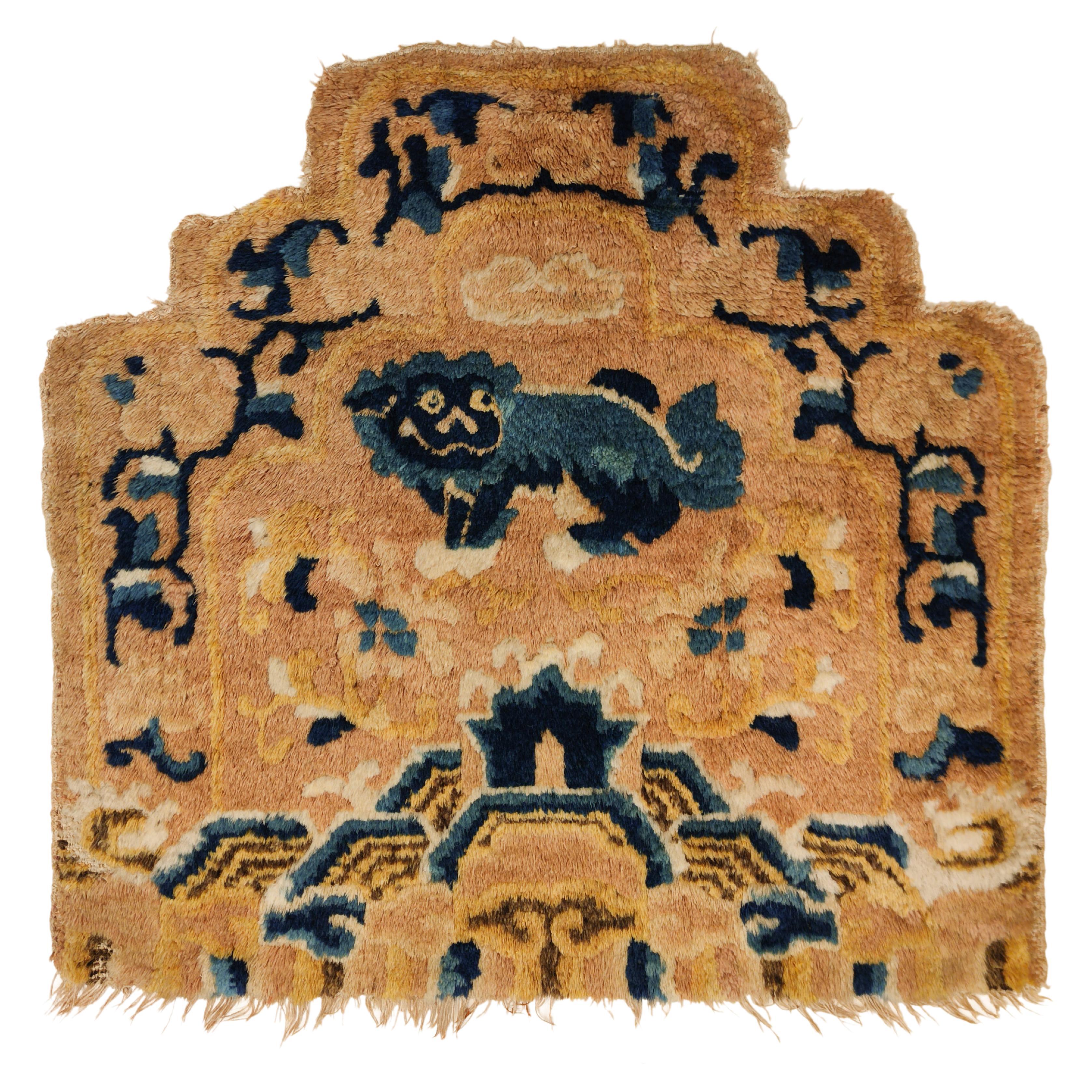 18th Century Imperial Ningxia Chinese Throne Back Cover with Lion Dog For Sale