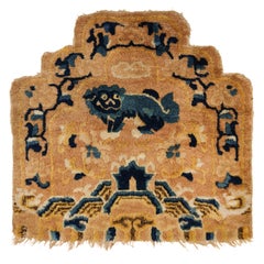 Antique 18th Century Imperial Ningxia Chinese Throne Back Cover with Lion Dog