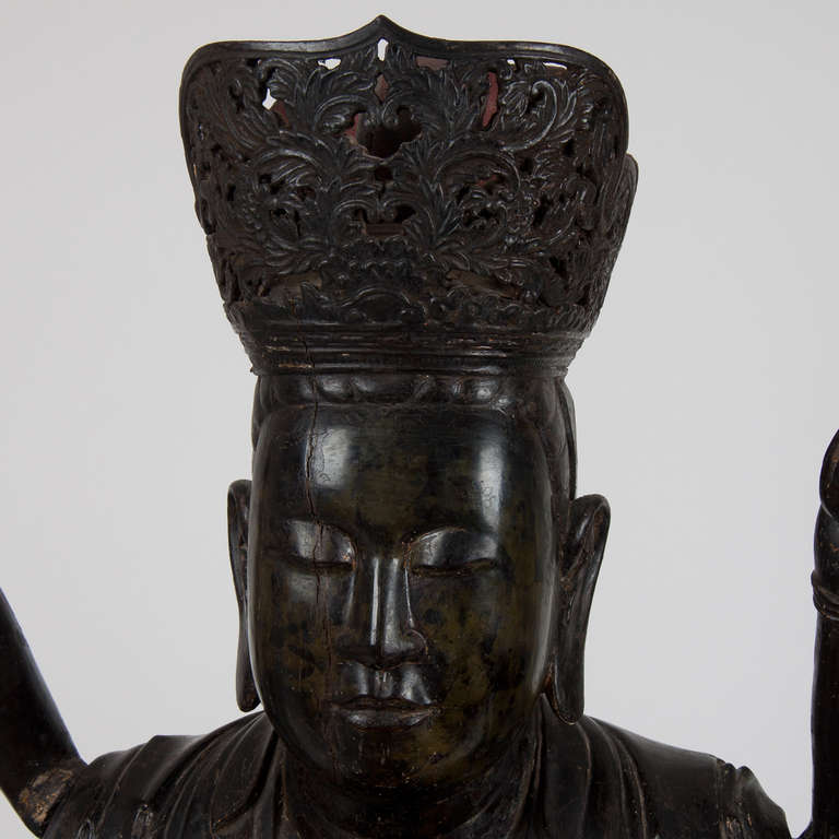 18th Century important Large Wooden 14 Armed Seated Buddha, Quan'am, Vietnam 2