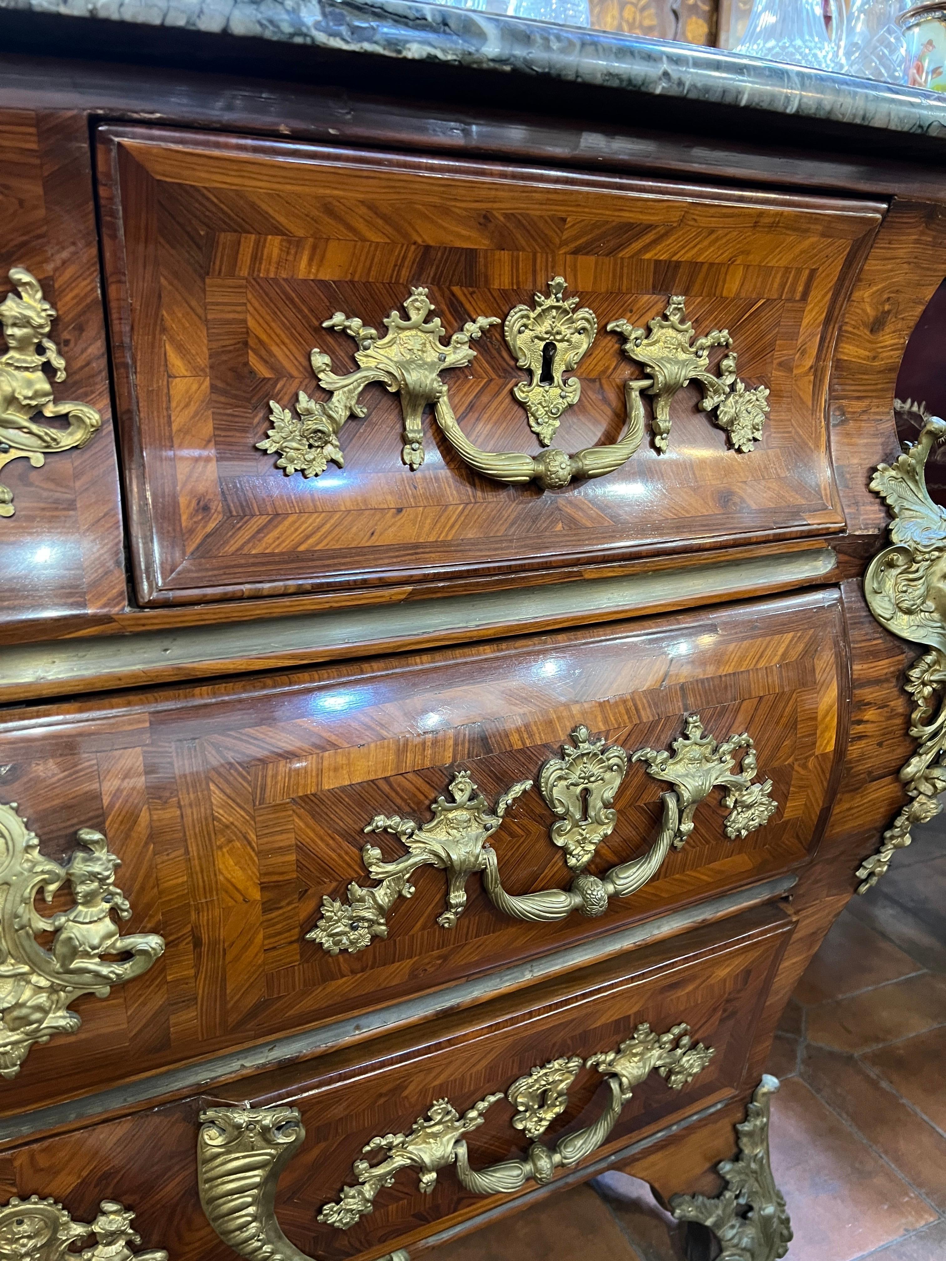Gilt 18th Century Important Wooden Commode of King Louis XV  by Pierre Migeon 1740 For Sale