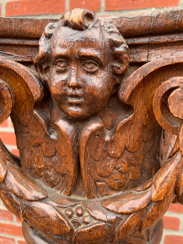 18th Century Impressive Hand Carved Oak Baroque Display Pedestal Sculpture Stand For Sale 6