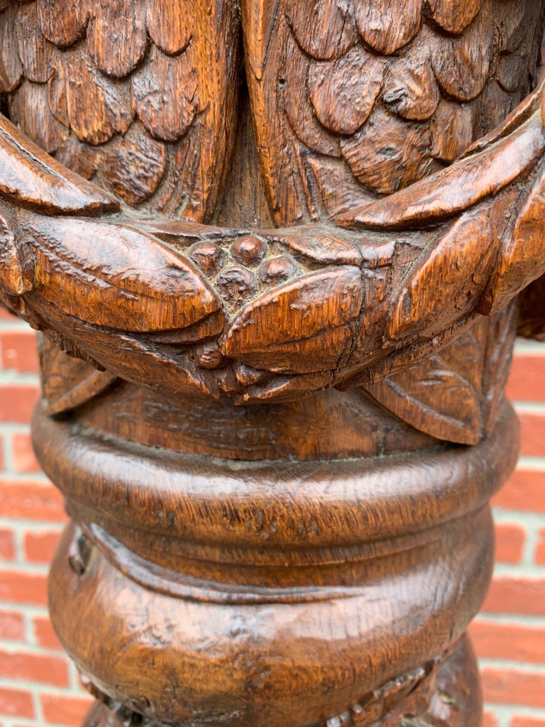 18th Century Impressive Hand Carved Oak Baroque Display Pedestal Sculpture Stand For Sale 7