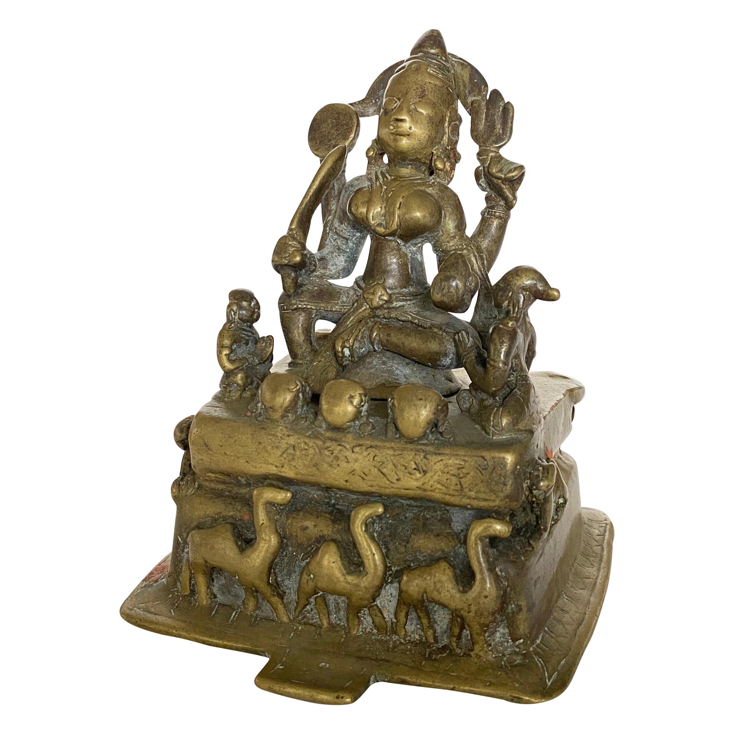 indische Bronze der Göttin Durga aus dem 18 im Angebot