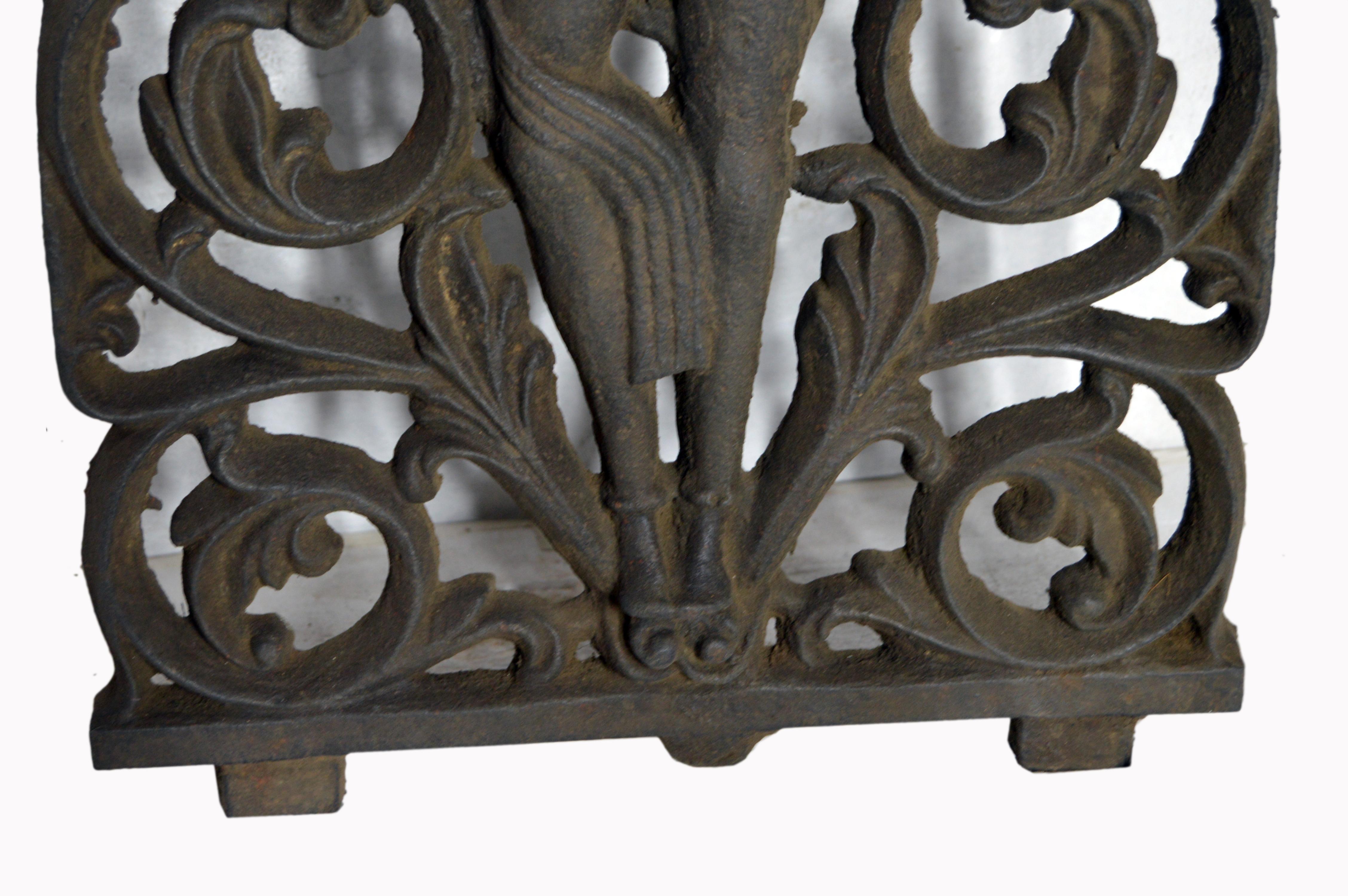 18th Century and Earlier 18th Century Indian Iron Temple Window Gate Plaque with Fretwork and Woman
