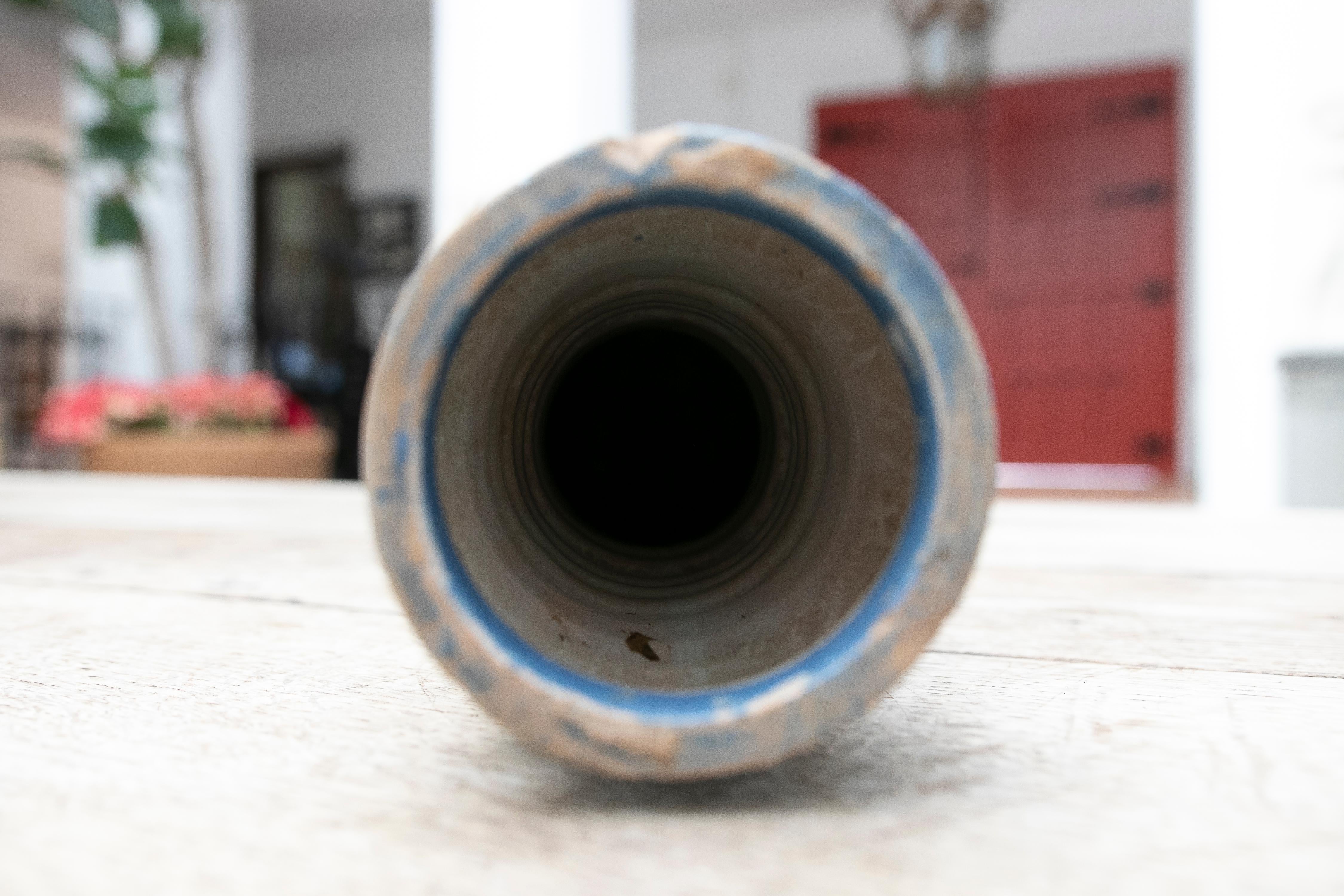 18th Century Indigo Blue Glazed Ceramic Jar For Sale 7