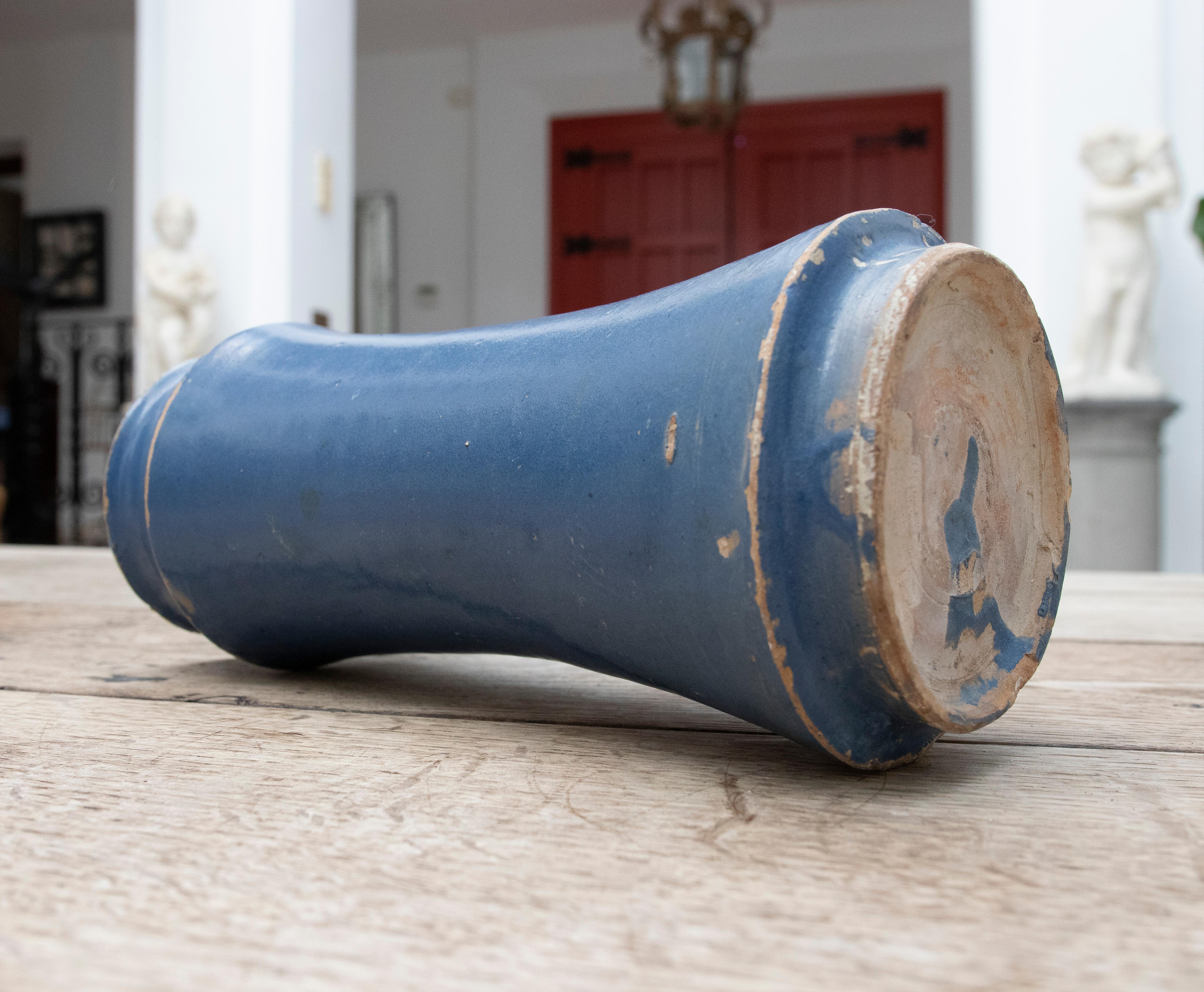 18th Century Indigo Blue Glazed Ceramic Jar For Sale 11