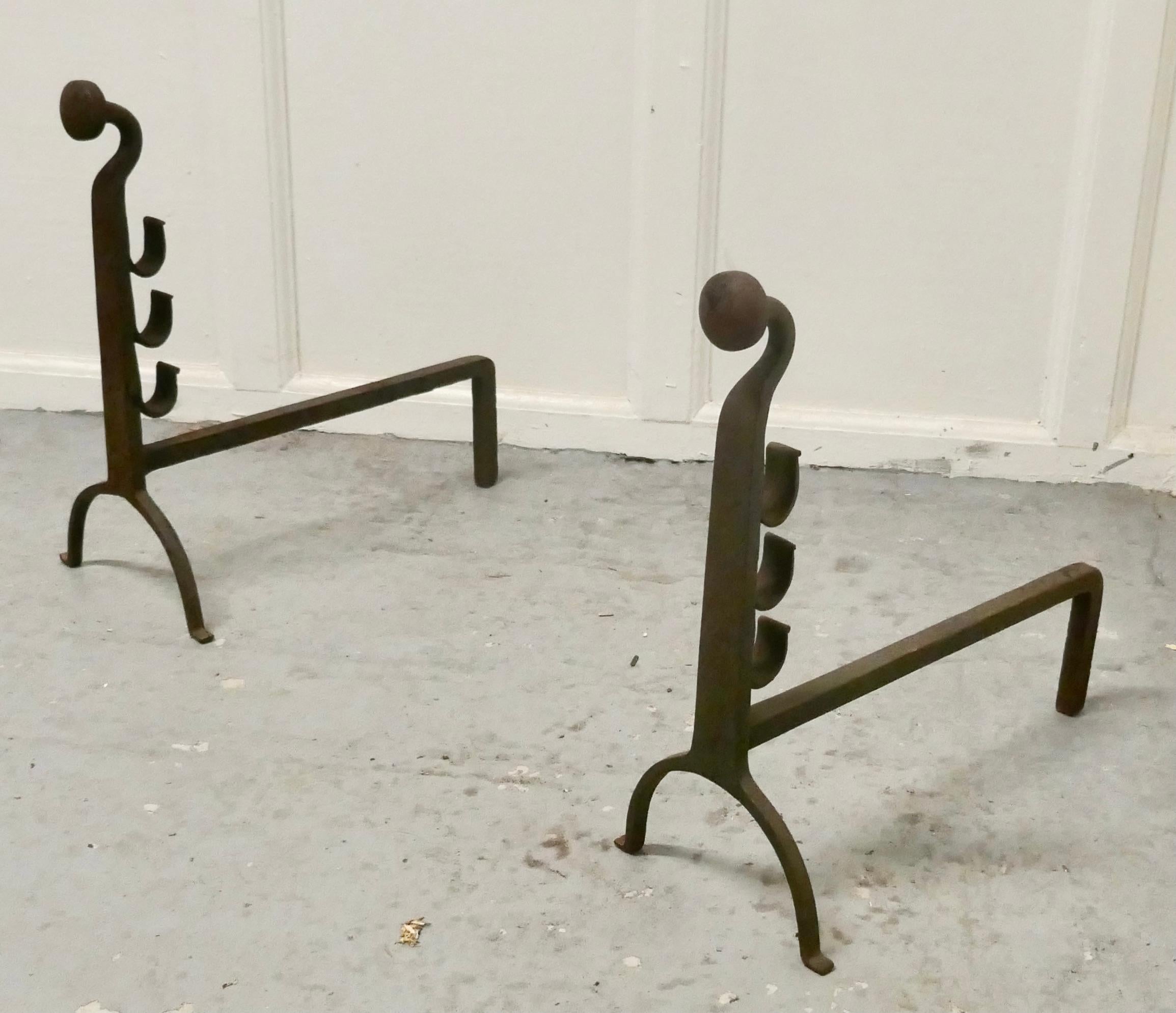 18th century Inglenook fire andirons


This large pair of 18th century iron andirons, the andirons each have 3 spit hooks 
The andirons are in very good but used condition 
The andirons are 19”long, they are 18” high and 9” wide
TGB444.