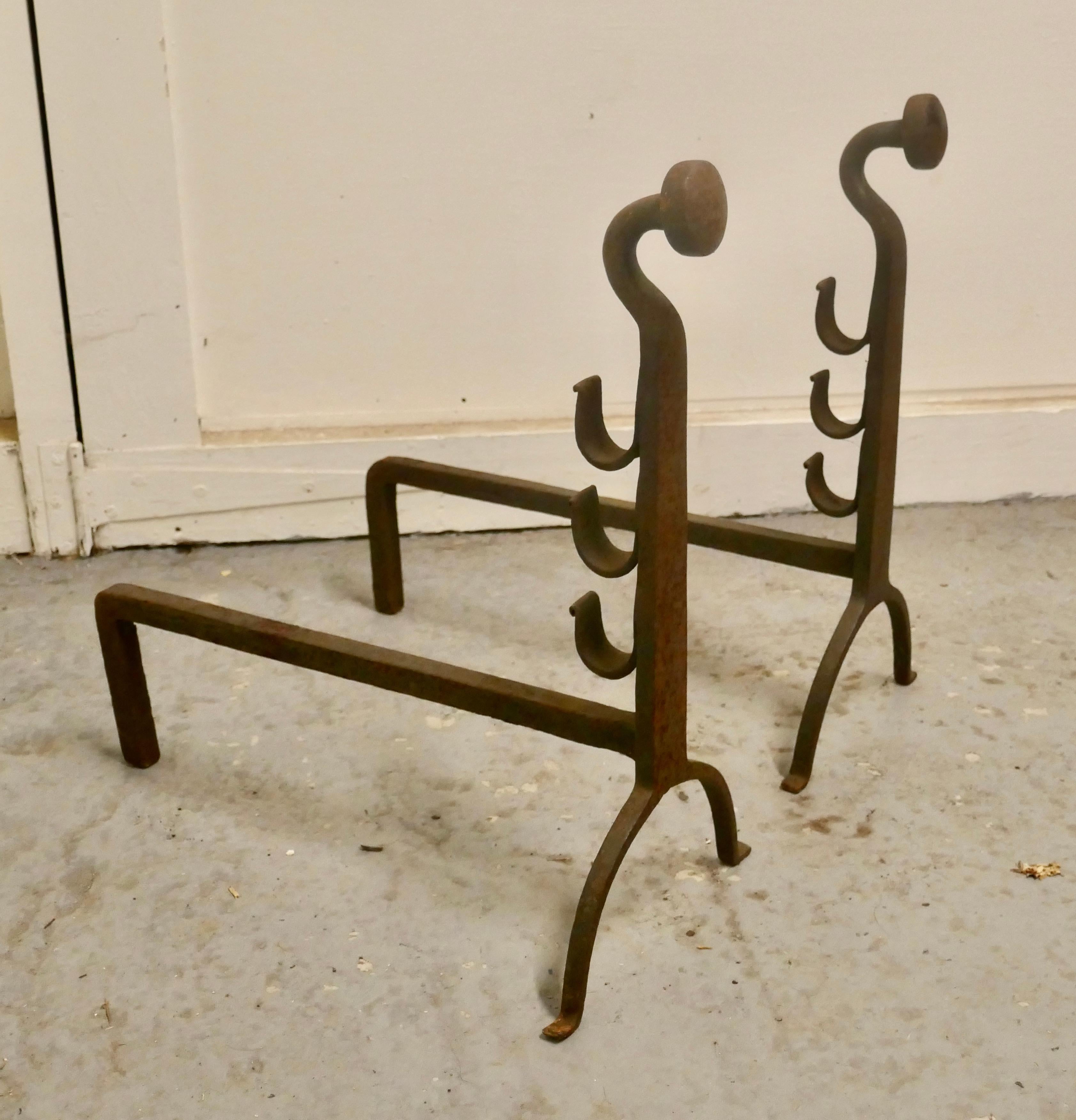 18th Century Inglenook Fire Andirons In Good Condition In Chillerton, Isle of Wight