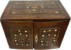 18th Century Inlaid Bone and MOP Walnut Table Cabinet