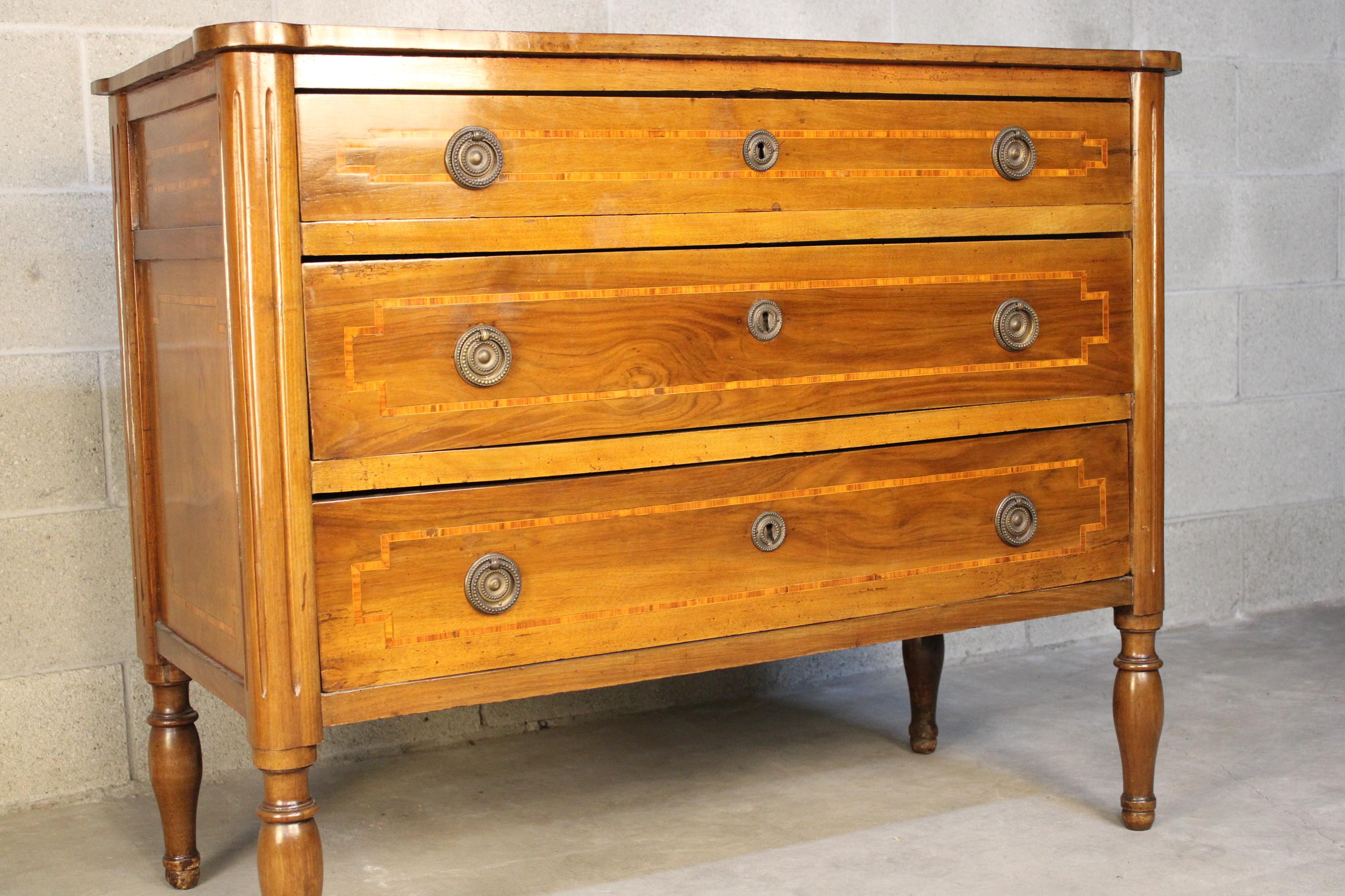 French 18th century Louis XVI Period inlaid Dresser circa 1780 France, antique commode For Sale