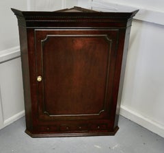 18th Century Georgian Inlaid Oak Corner Cupboard with Three Shelves