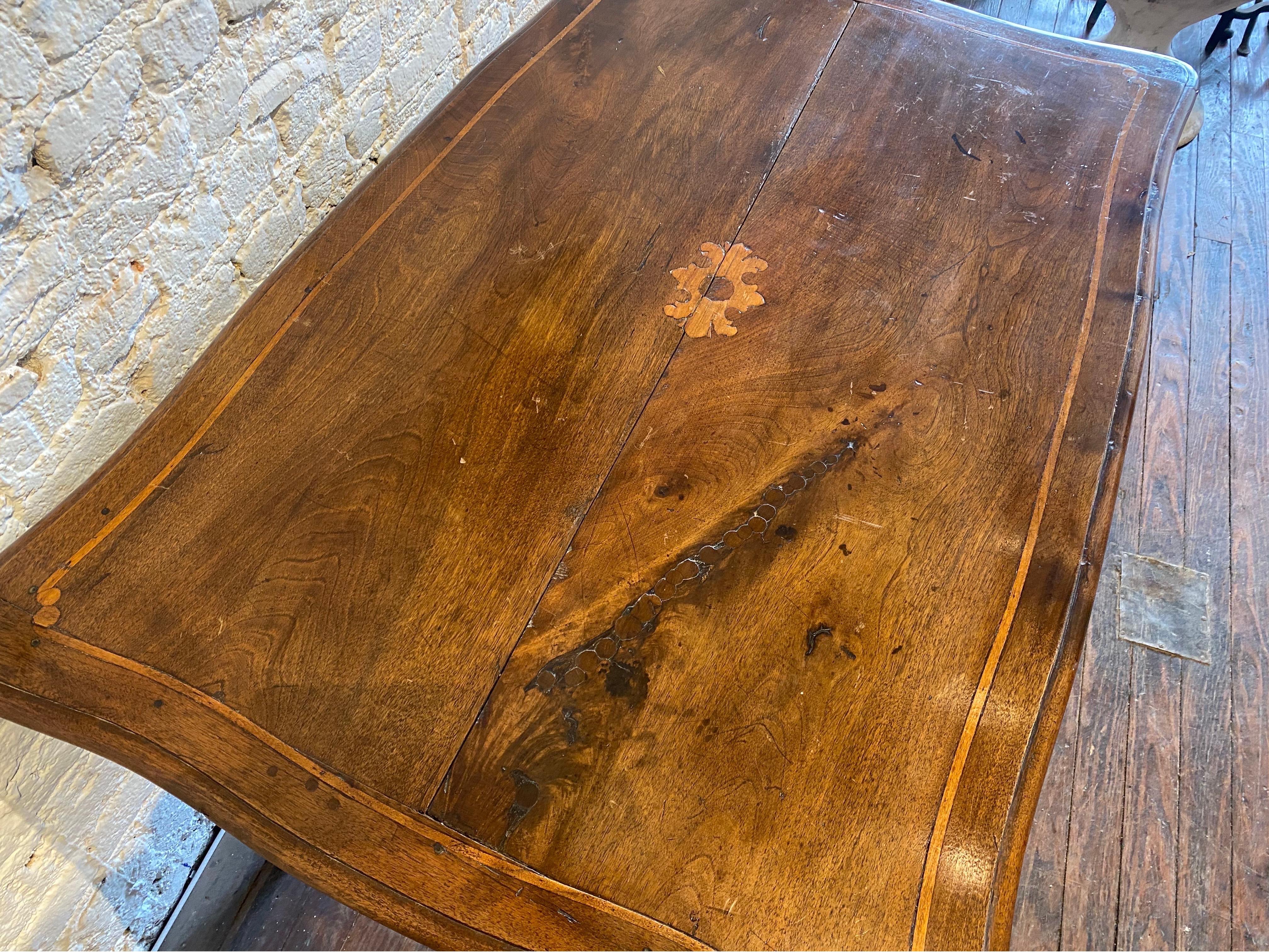 18th Century Inlaid French Walnut Hoof Foot Single Drawer Table or Desk For Sale 3