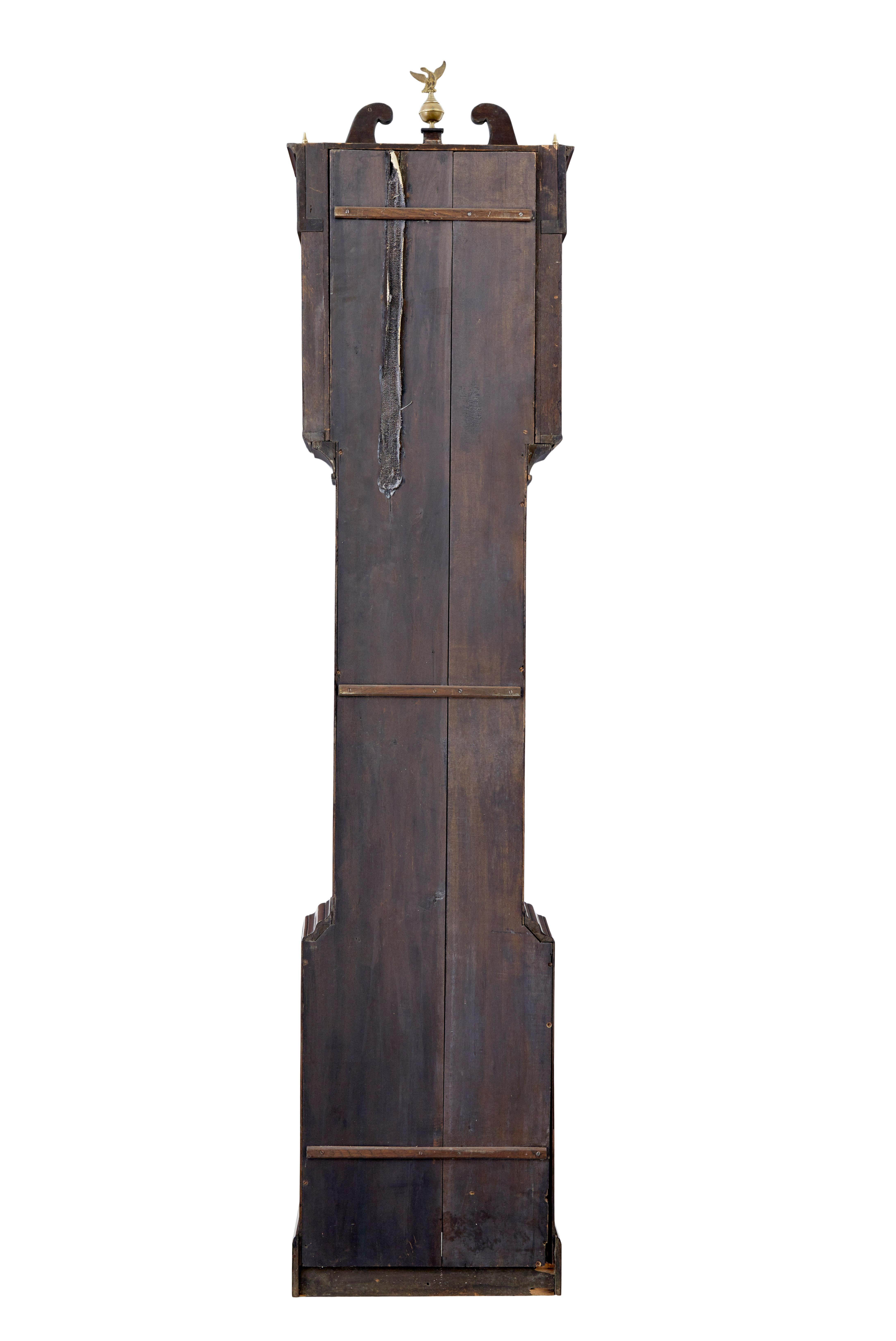 Anglais Pendule à long boîtier en acajou marqueté du 18e siècle par William Underwood en vente