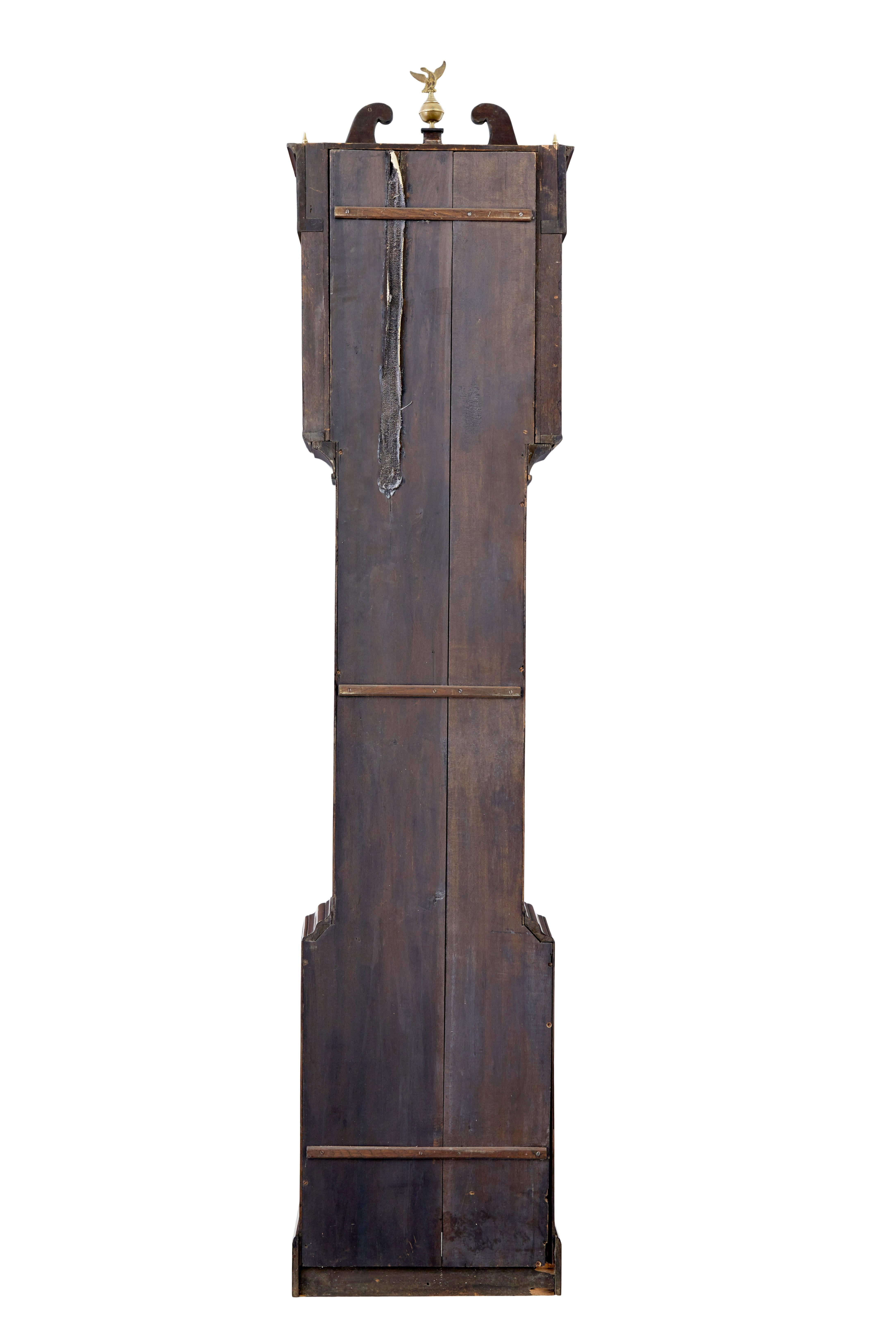 English 18th Century inlaid mahogany long case clock by William Underwood For Sale