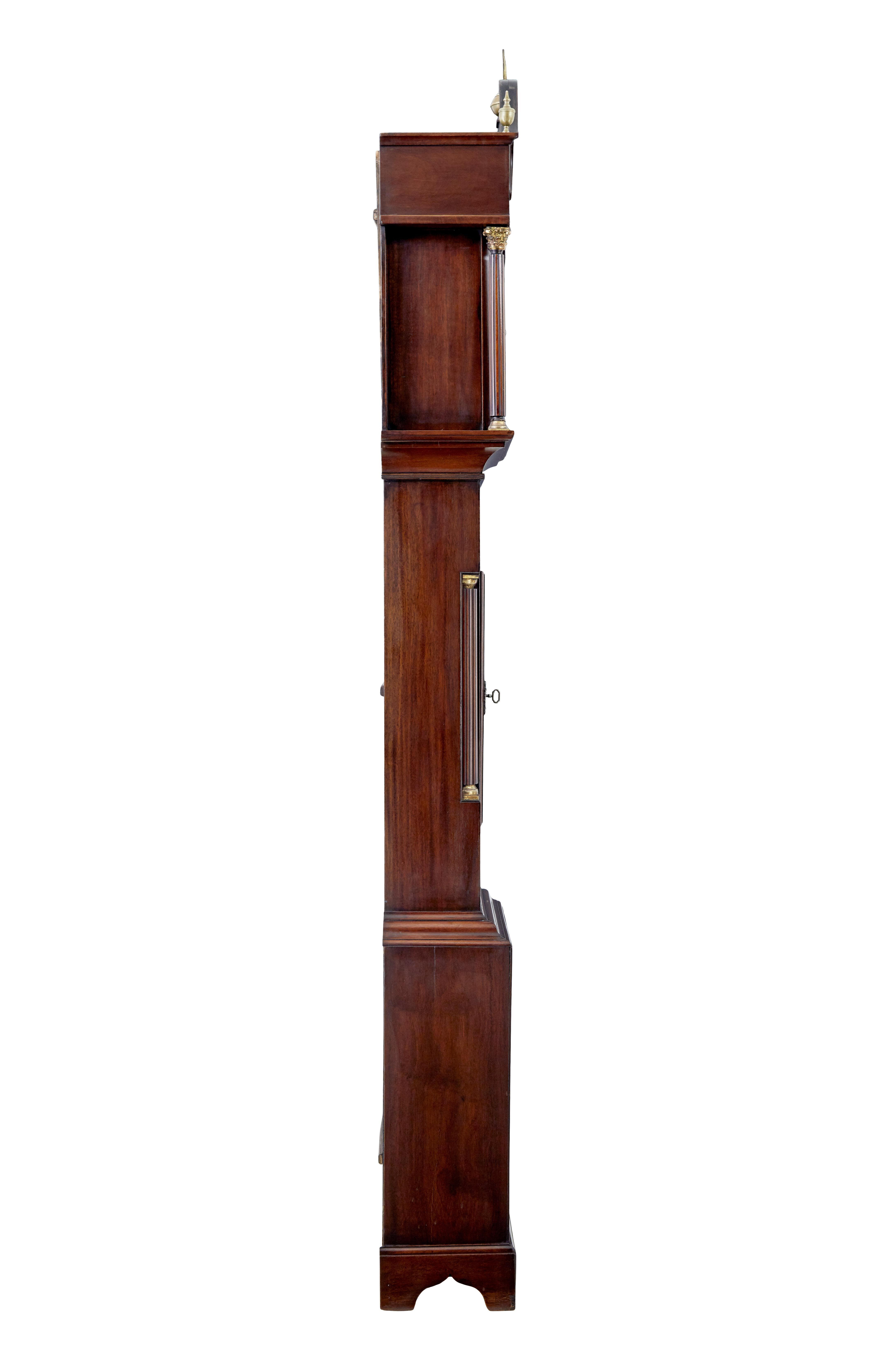 English 18th century inlaid mahogany long case clock by William Underwood For Sale