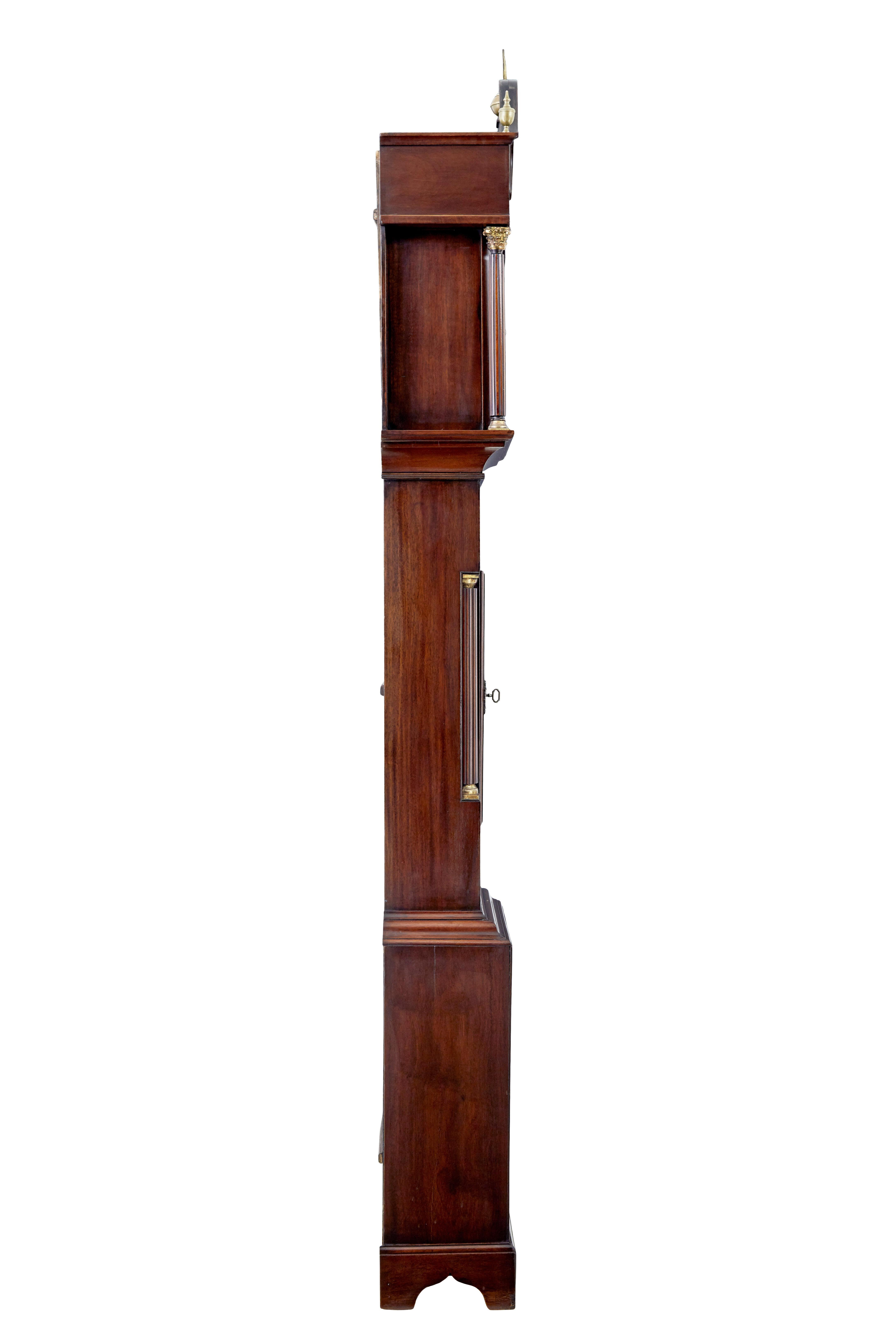 Carved 18th Century inlaid mahogany long case clock by William Underwood For Sale