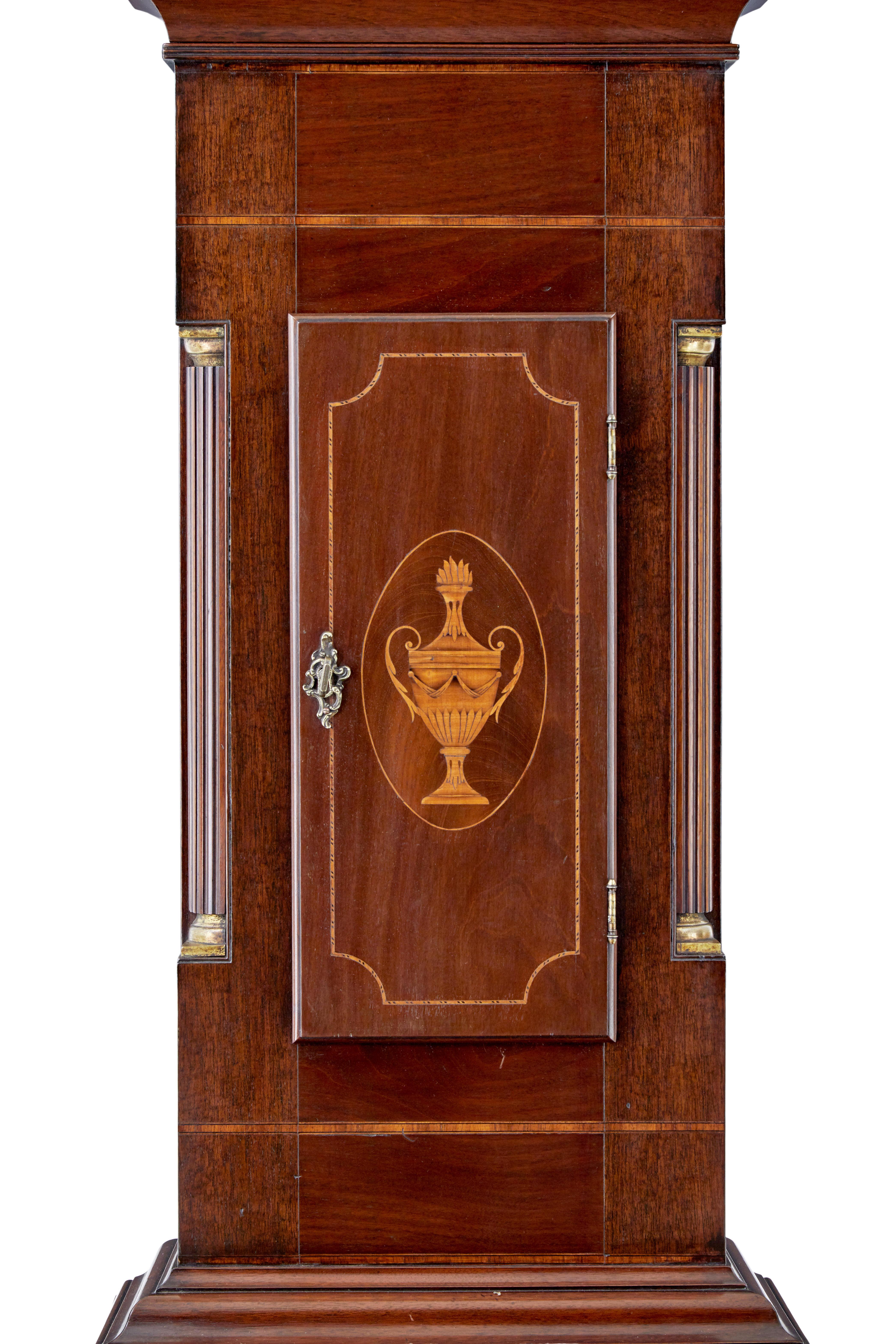 18th Century inlaid mahogany long case clock by William Underwood In Good Condition For Sale In Debenham, Suffolk