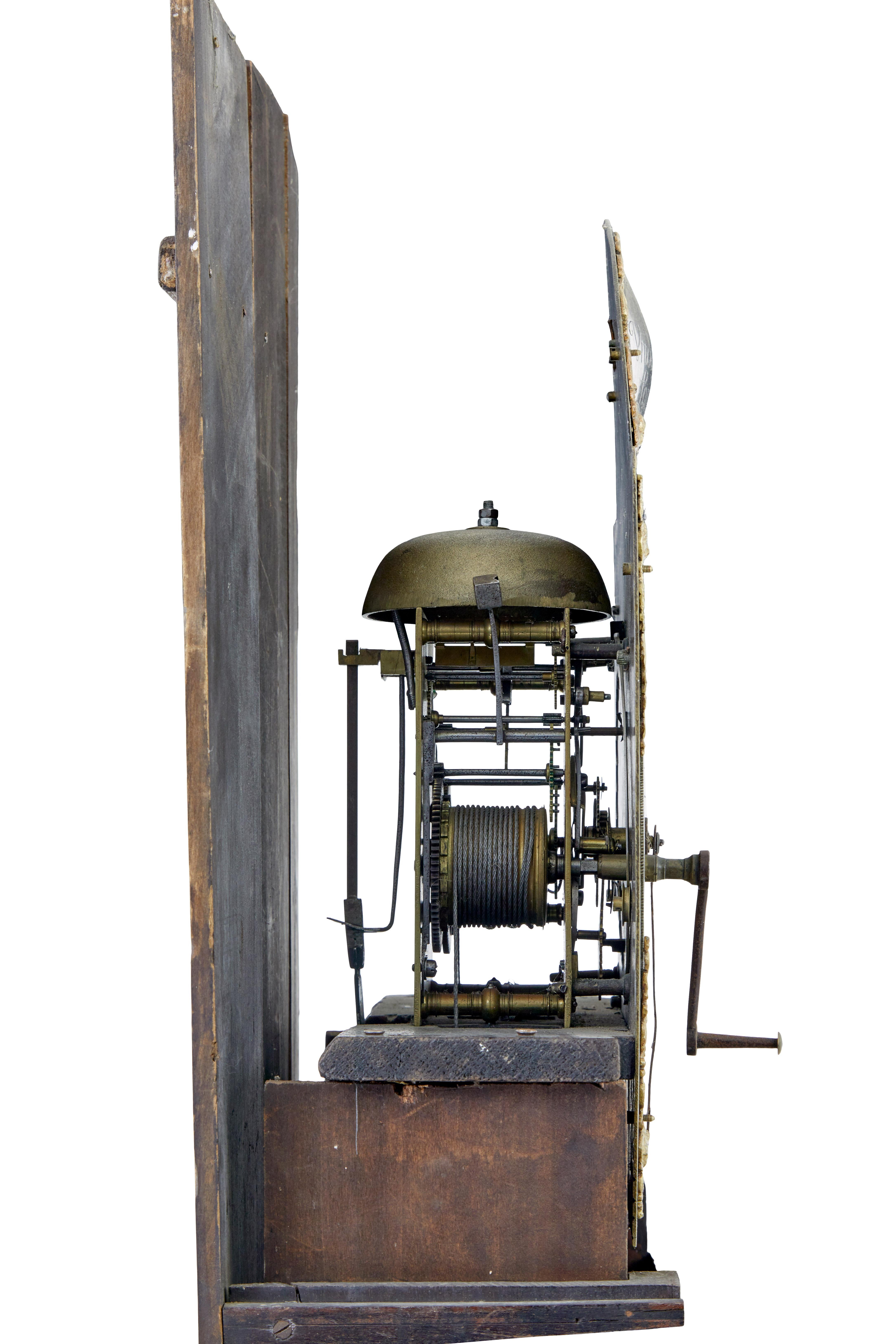 Pendule à long boîtier en acajou marqueté du 18e siècle par William Underwood en vente 1