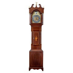 Vintage 18th century inlaid mahogany long case clock by William Underwood