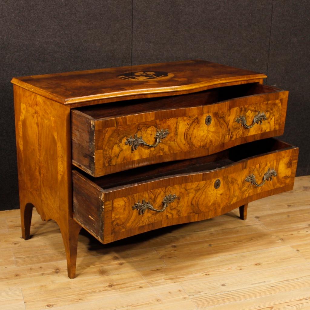 Mid-18th Century 18th Century Inlaid Maple, Burl and Walnut Wood Venetian Antique Dresser,  1750