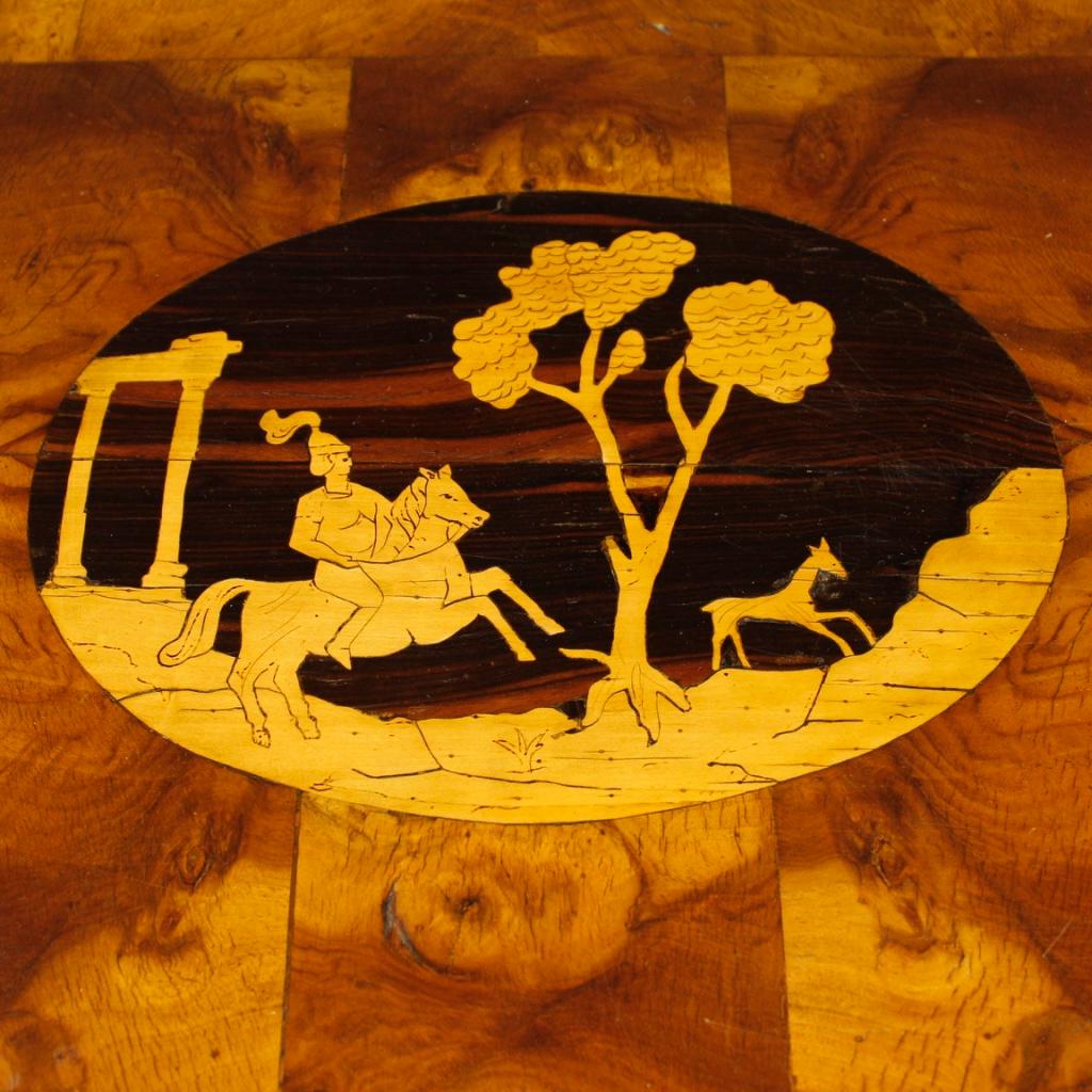 Italian 18th Century Inlaid Maple, Burl and Walnut Wood Venetian Antique Dresser,  1750