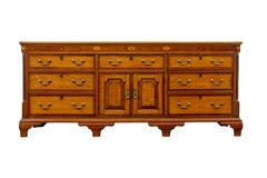 18th Century inlaid oak Lancashire dresser base