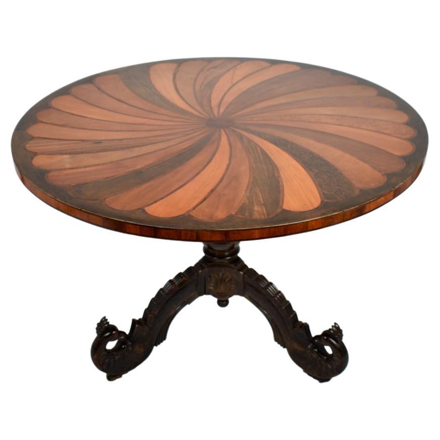 18th Century Inlaid Tilt Top Circular Pedestal Table For Sale