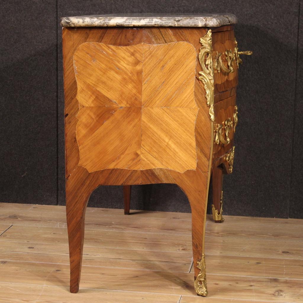 18th Century Inlaid Veneered Walnut And Marble Antique French Dresser, 1750 For Sale 5