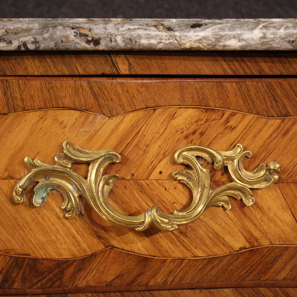 18th Century Inlaid Veneered Walnut And Marble Antique French Dresser, 1750 For Sale 3