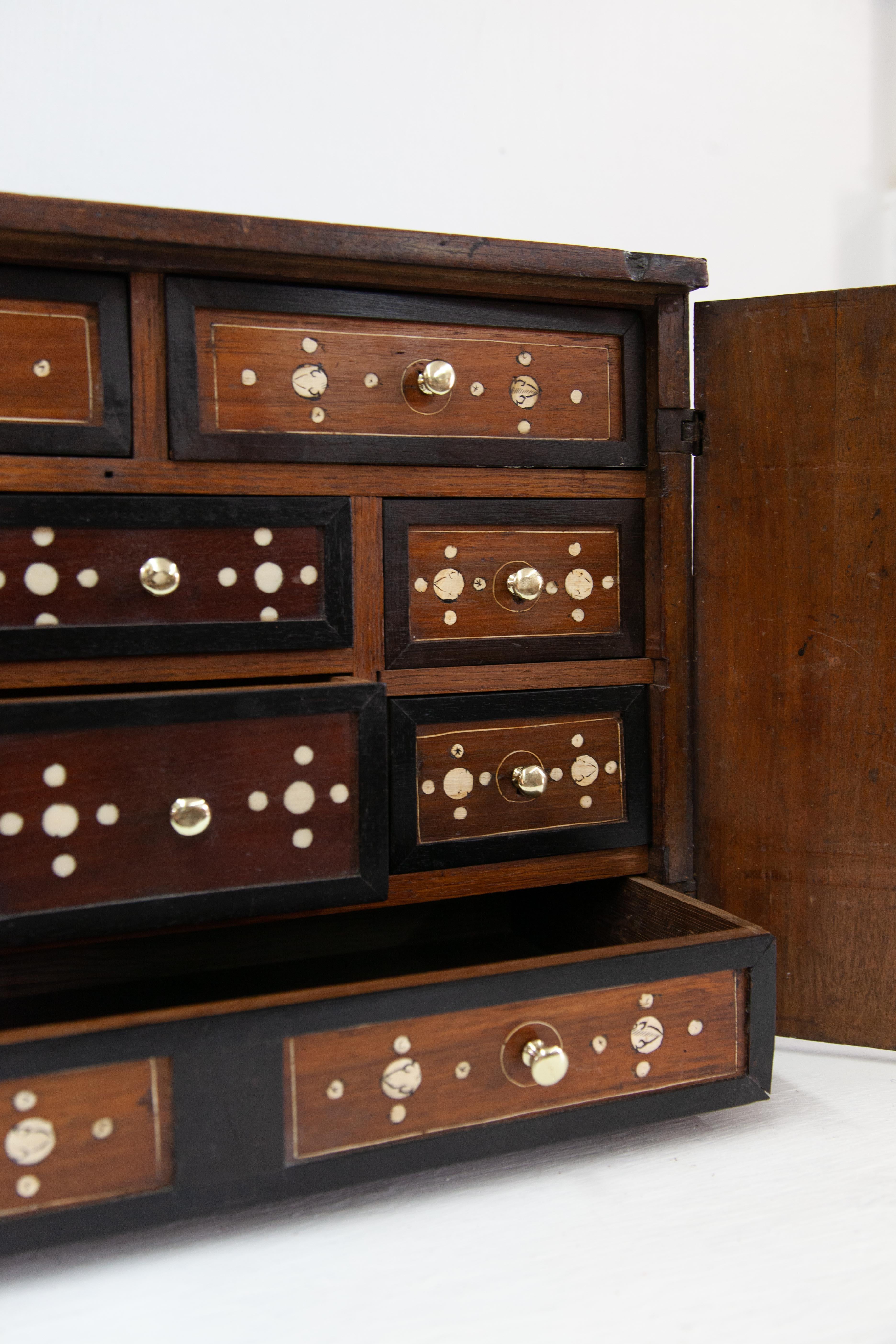 18th Century Inlaid Walnut Fitted Cabinet In Good Condition For Sale In Wilson, NC