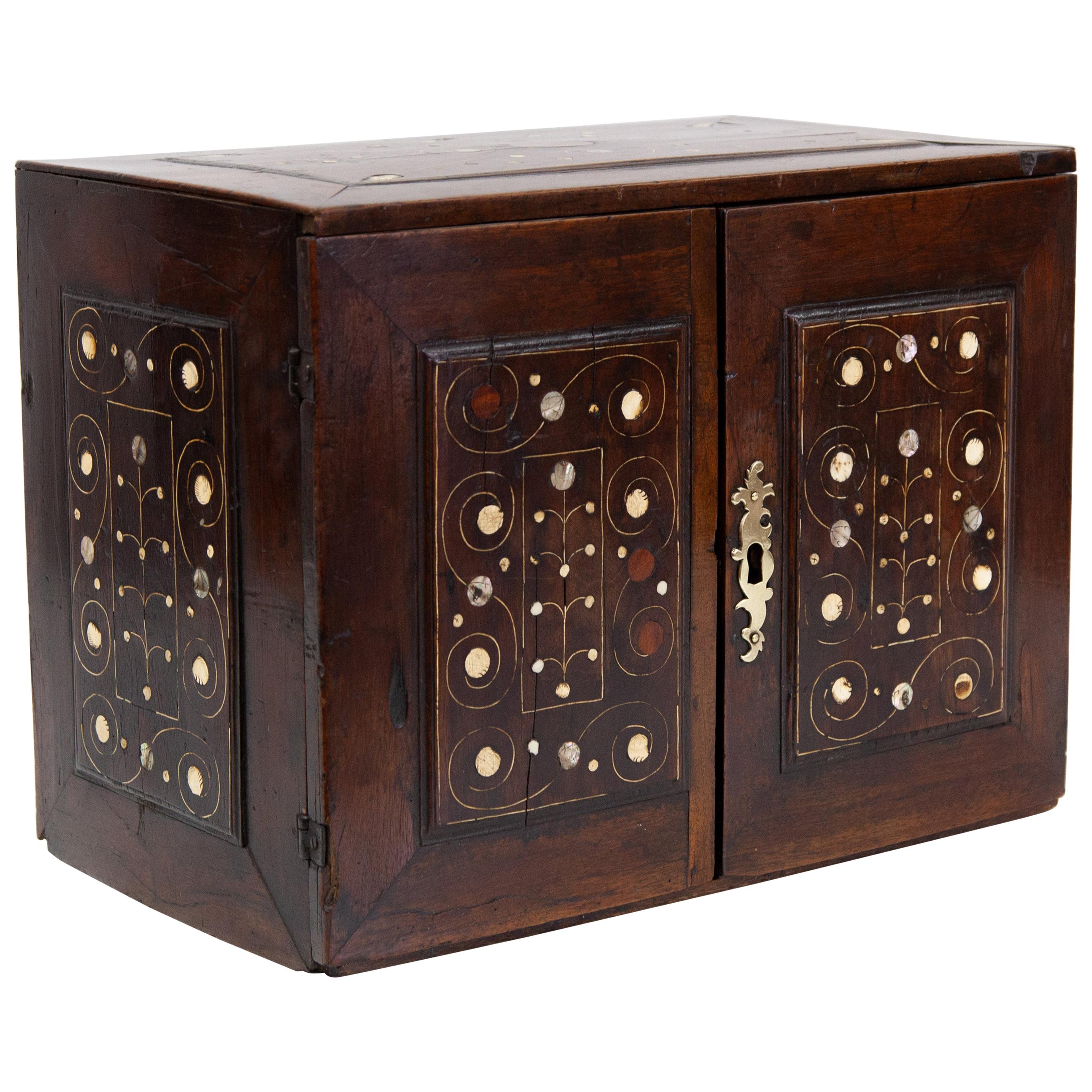 18th Century Inlaid Walnut Fitted Cabinet For Sale