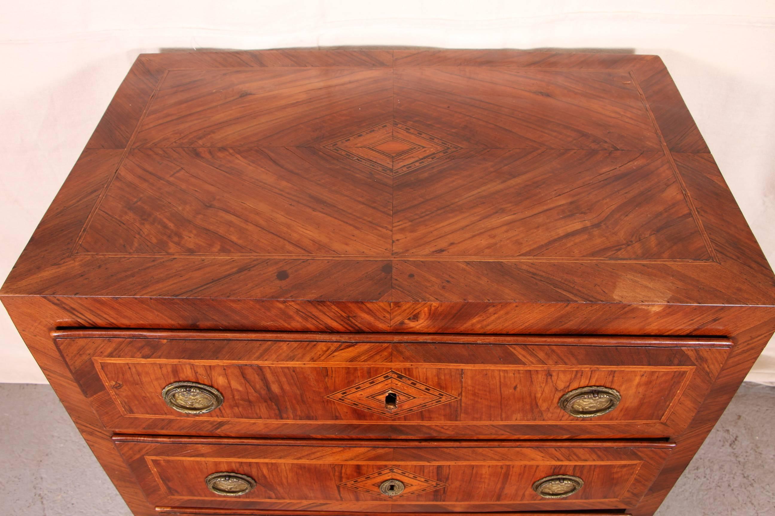 18th Century Inlaid Walnut Three-Drawer Commode 13