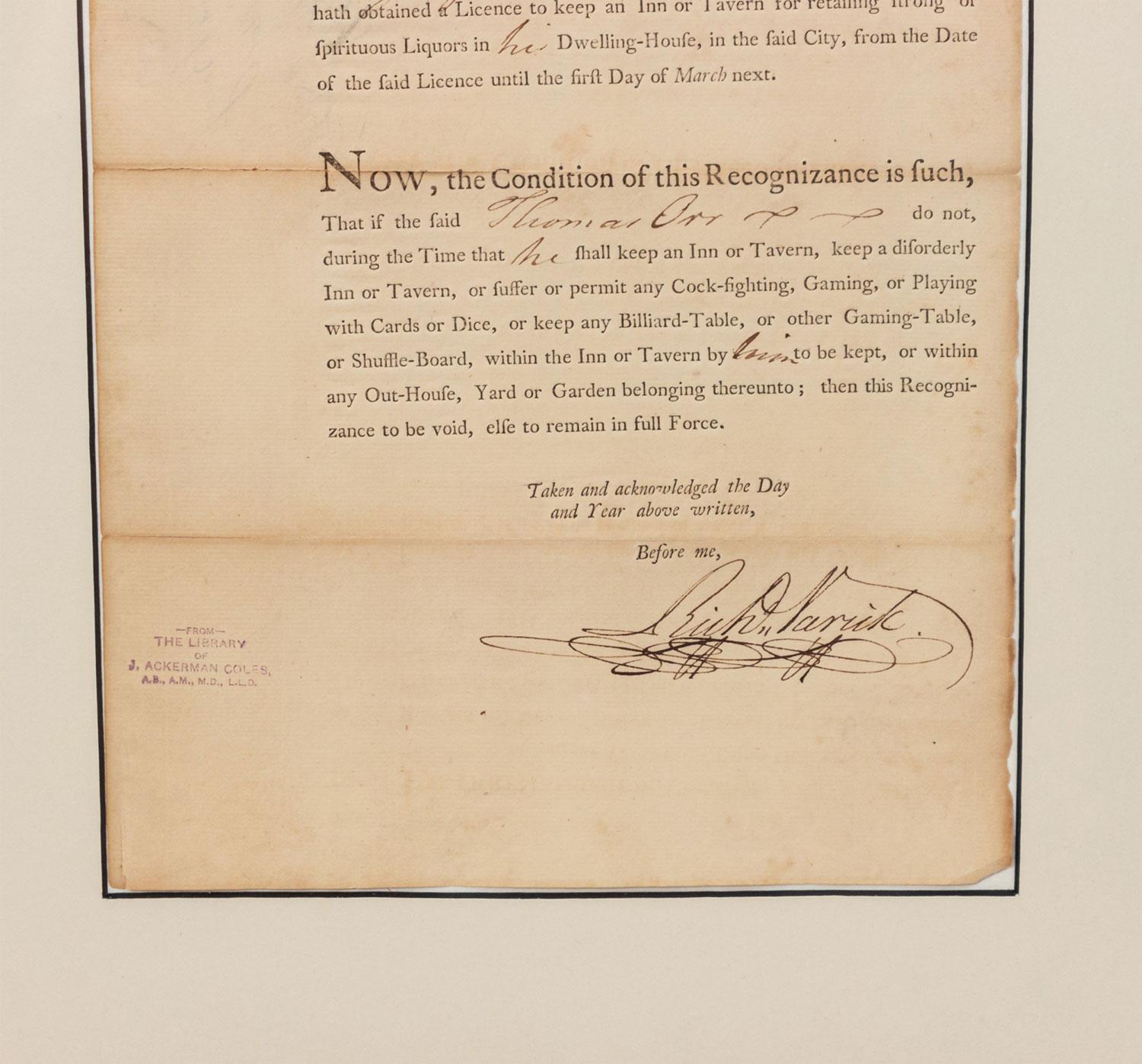 18th Century Inn License in a Gilt Frame (Rustikal) im Angebot