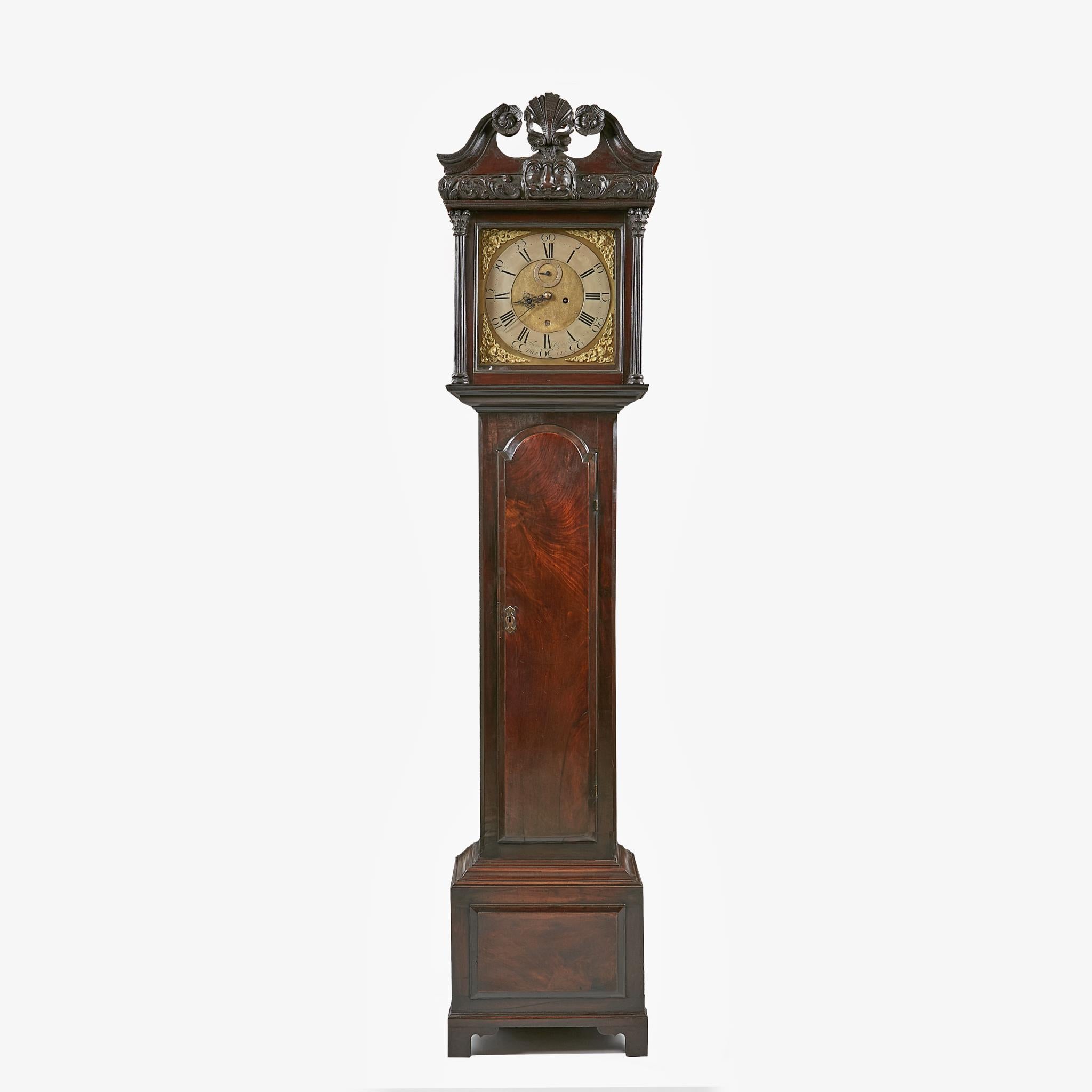 Georgian 18th Century Irish Antique Mahogany Longcase Clock by Thomas Blundell of Dublin