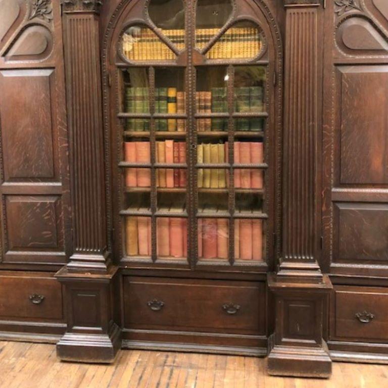 Mid-18th Century 18th Century Irish Architectural Oak Bookcase For Sale