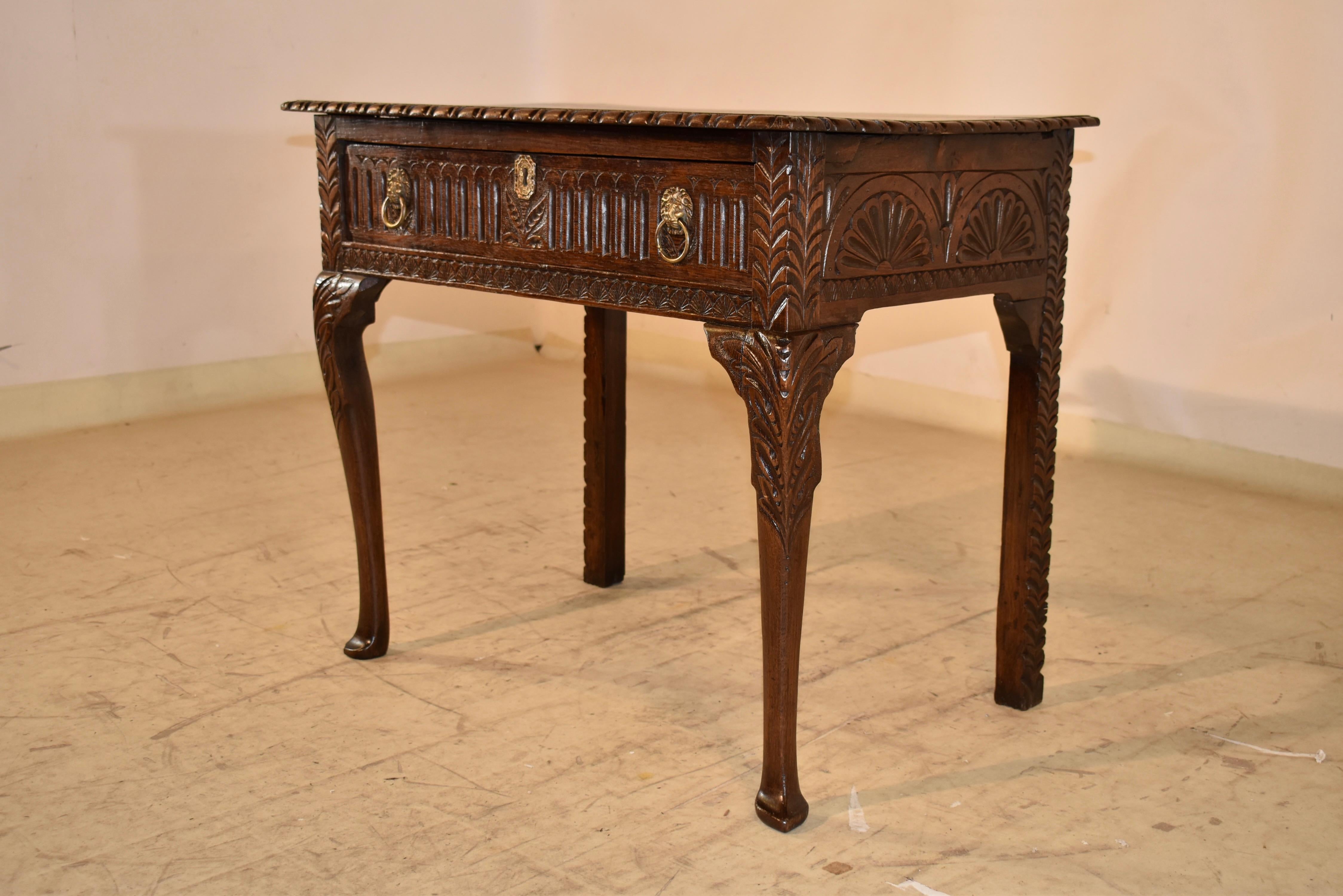 18th Century Irish Carved Oak Lowboy In Good Condition For Sale In High Point, NC