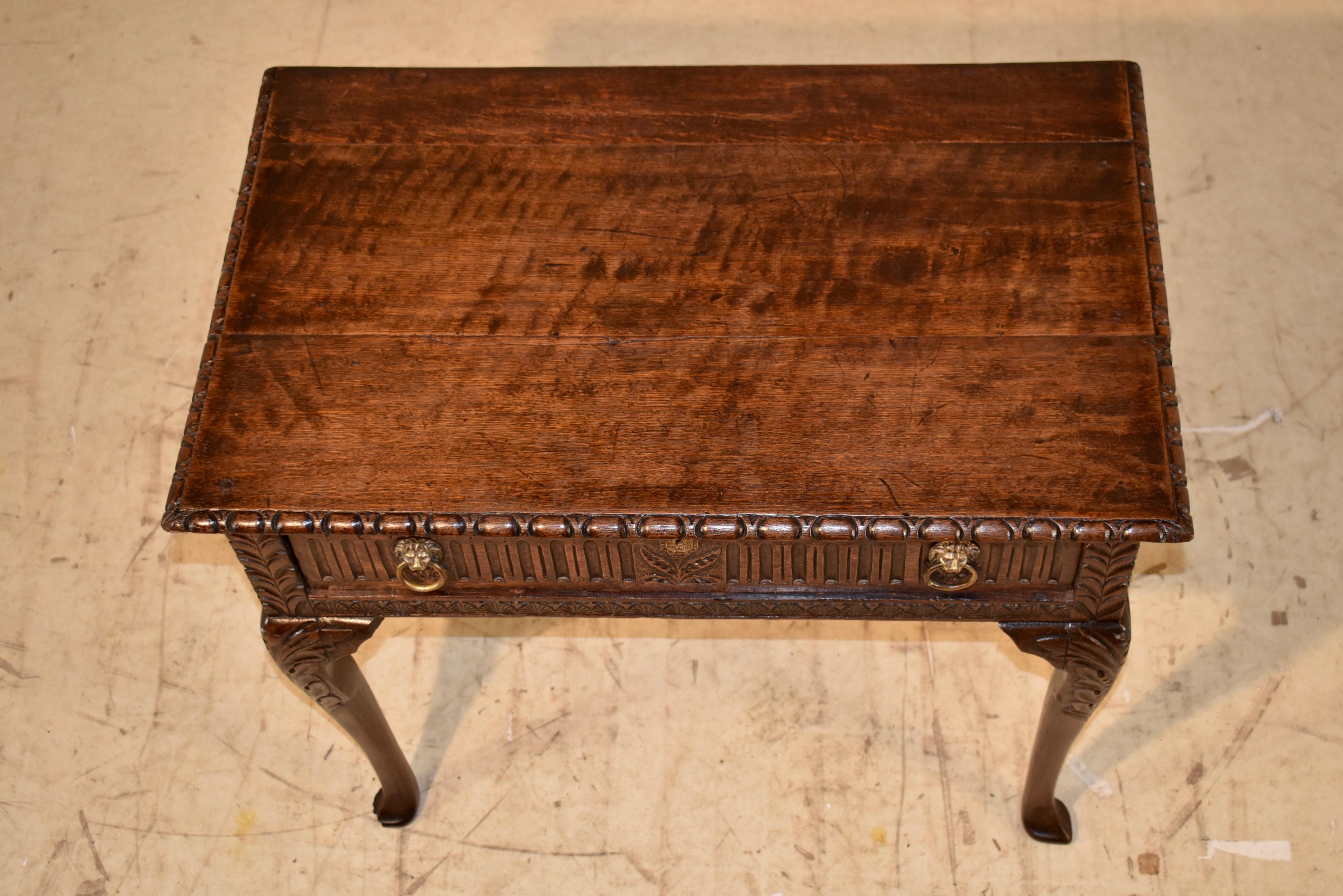 18th Century Irish Carved Oak Lowboy For Sale 1