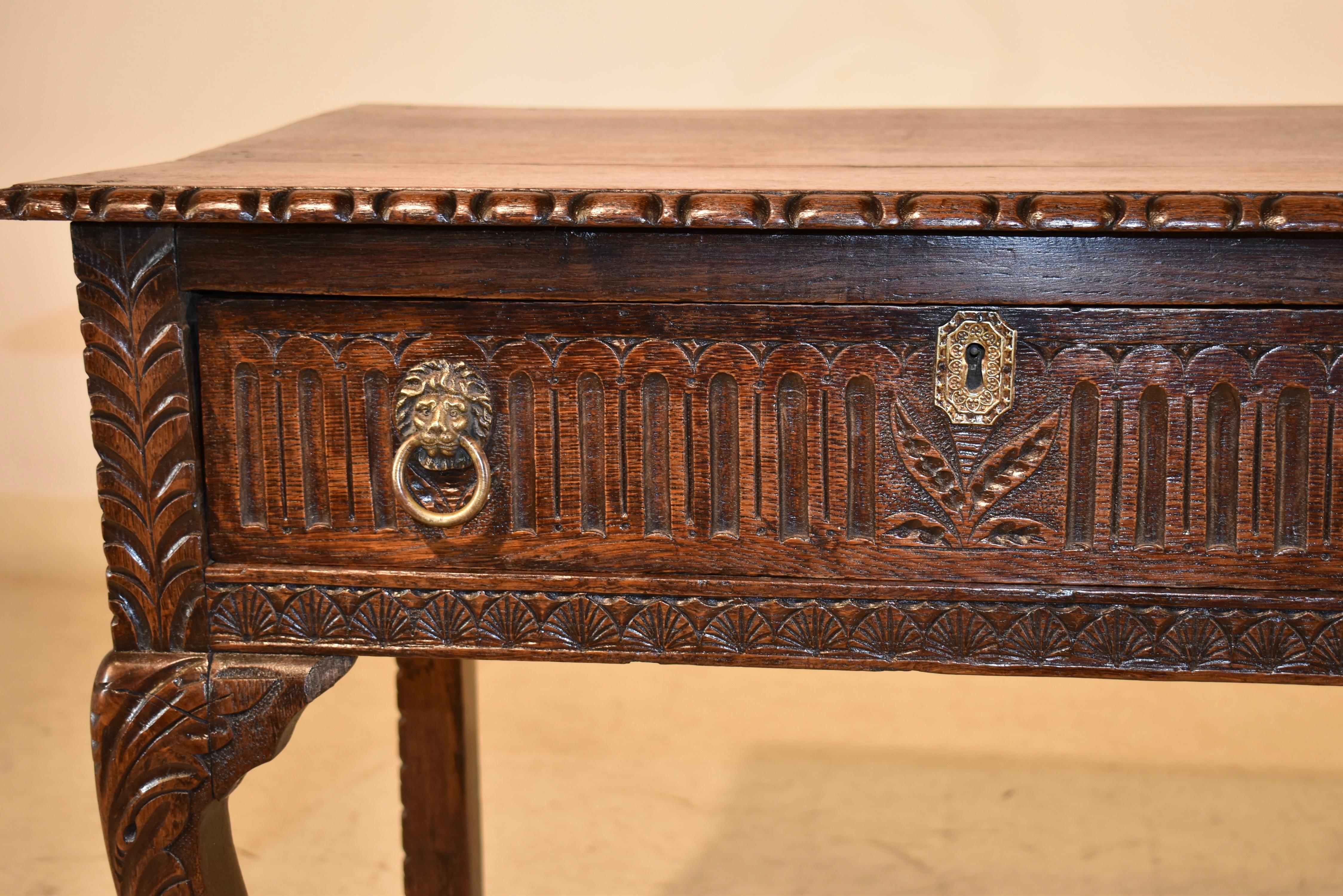 18th Century Irish Carved Oak Lowboy For Sale 2