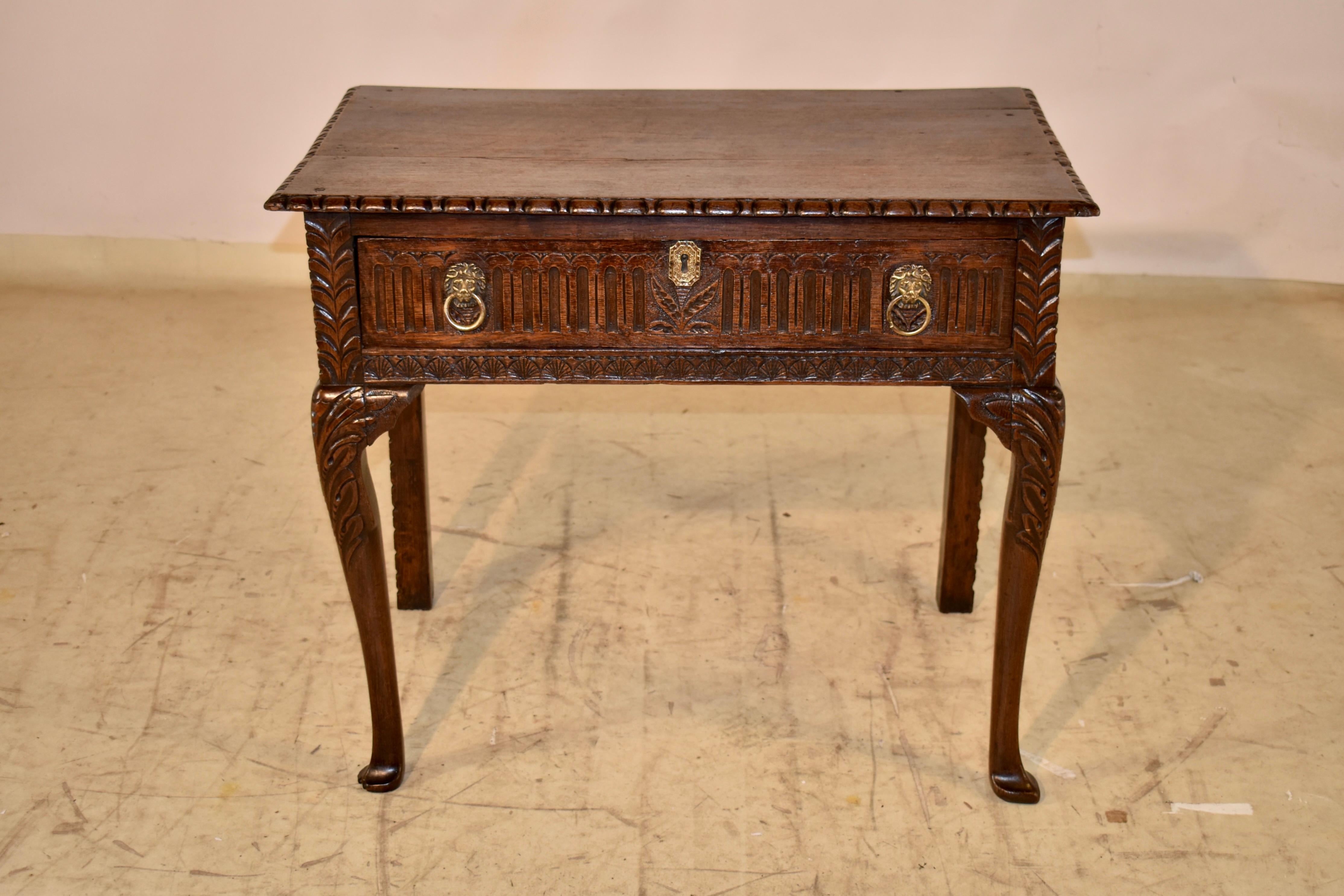 18th Century Irish Carved Oak Lowboy For Sale 3