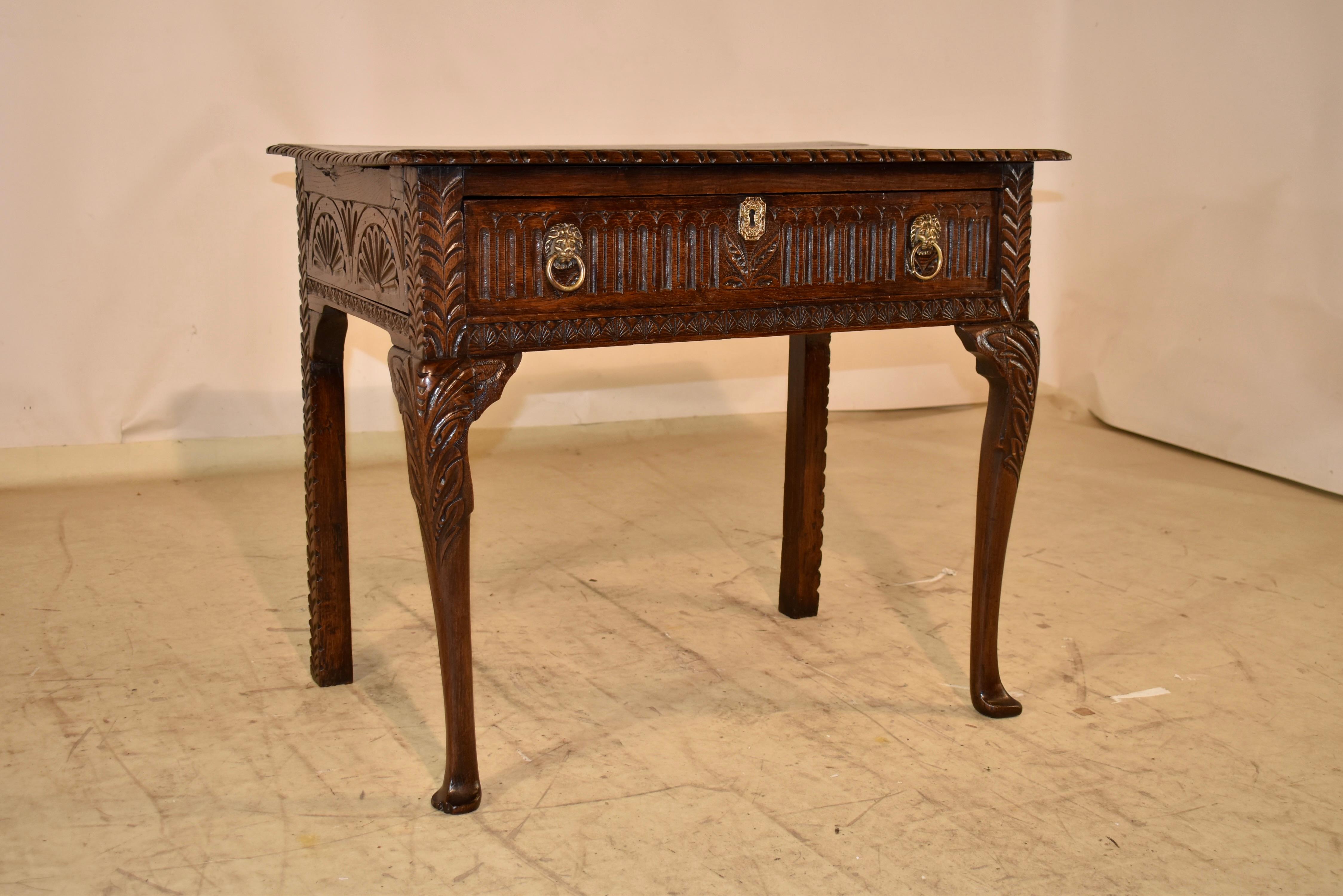 18th Century Irish Carved Oak Lowboy For Sale 4