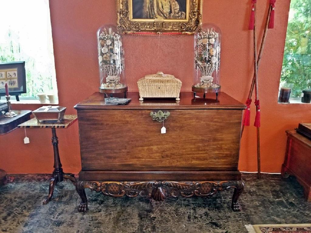 Hand-Carved 18C Irish George II Mahogany Silver Chest on Exceptional Carved Stand For Sale