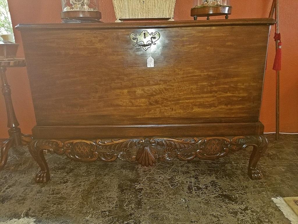 18th Century 18C Irish George II Mahogany Silver Chest on Exceptional Carved Stand For Sale