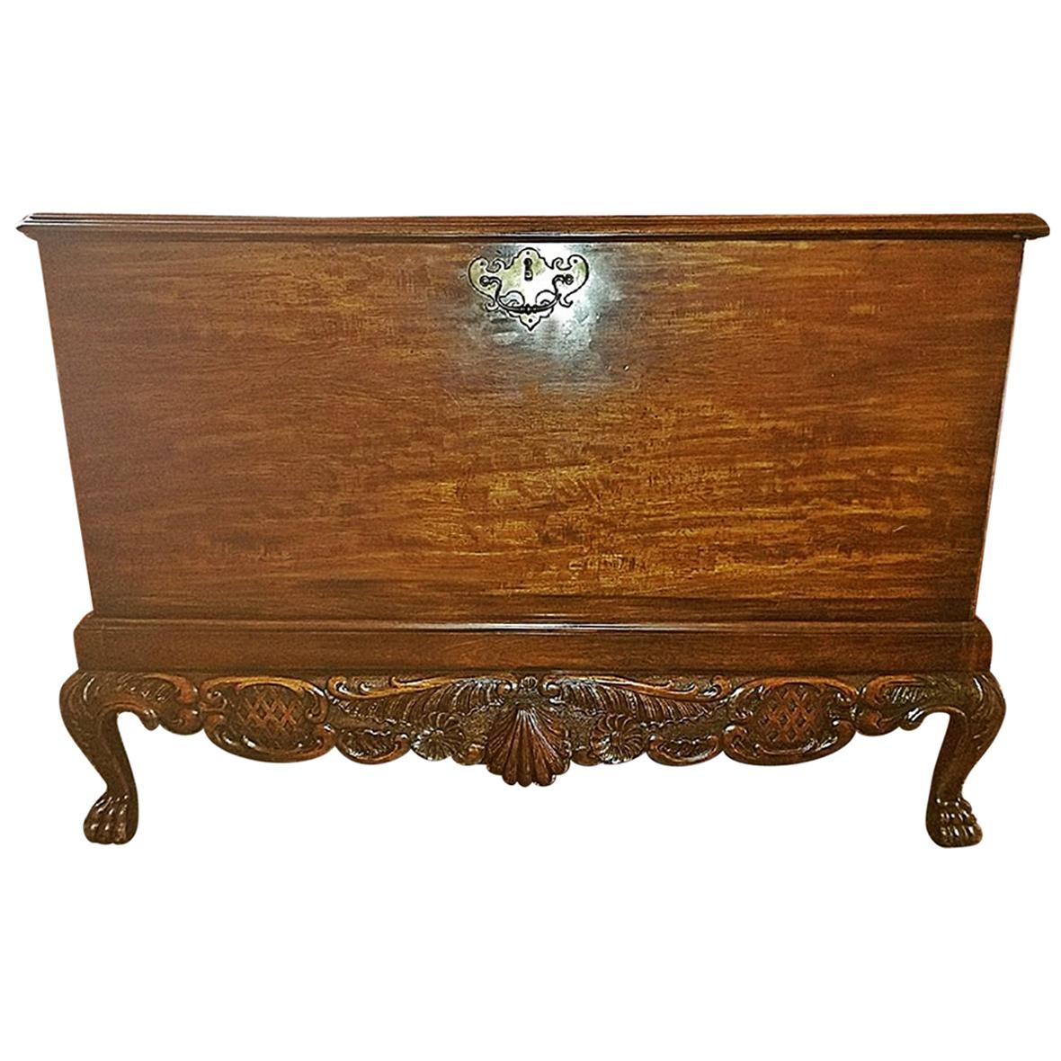 18C Irish George II Mahogany Silver Chest on Exceptional Carved Stand For Sale