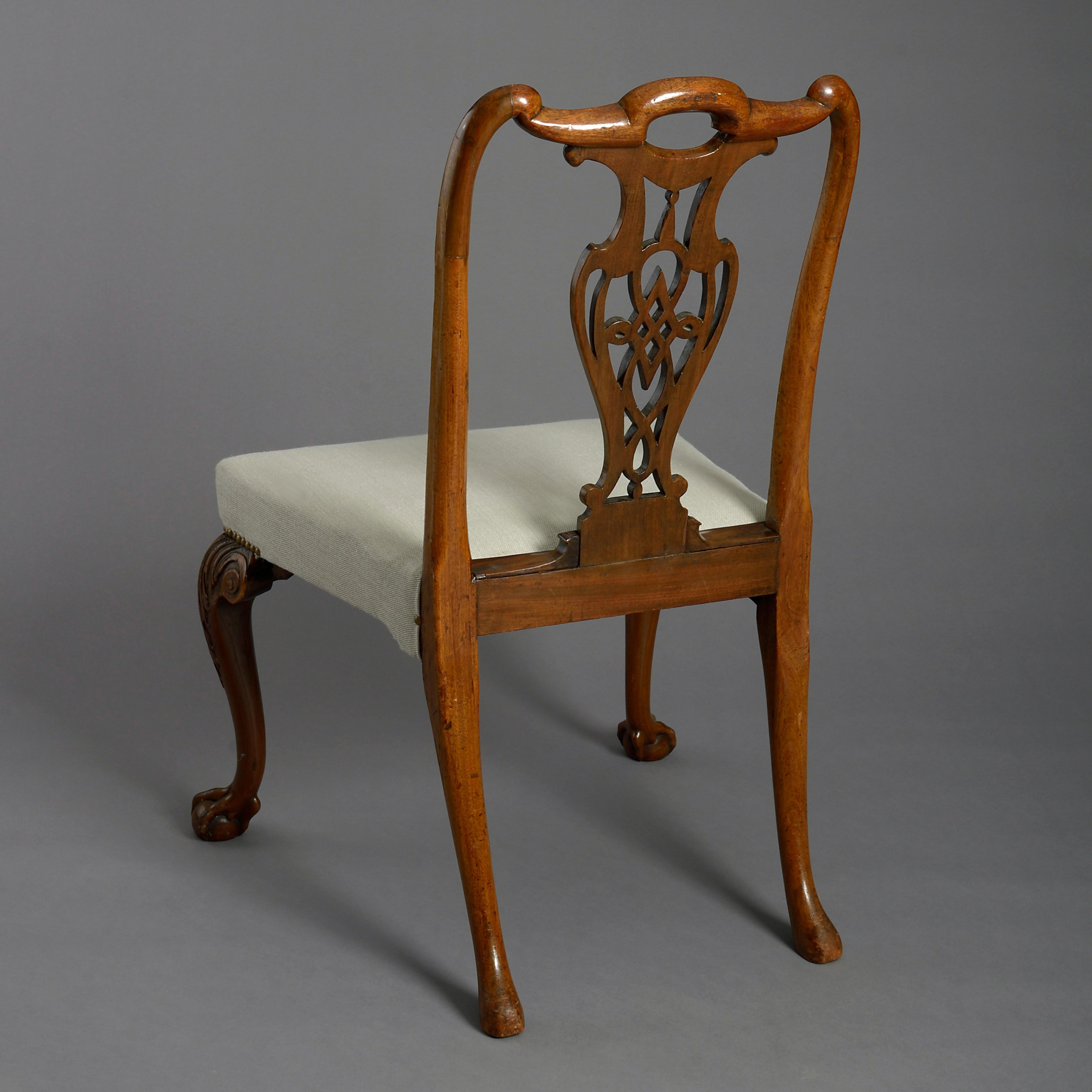 Hand-Carved 18th Century Irish George III Period Mahogany Side Chair
