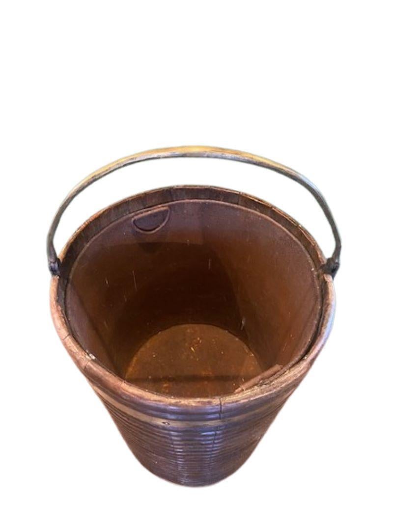 Hand-Crafted 18th Century Irish Georgian Ribbed Peat Bucket For Sale