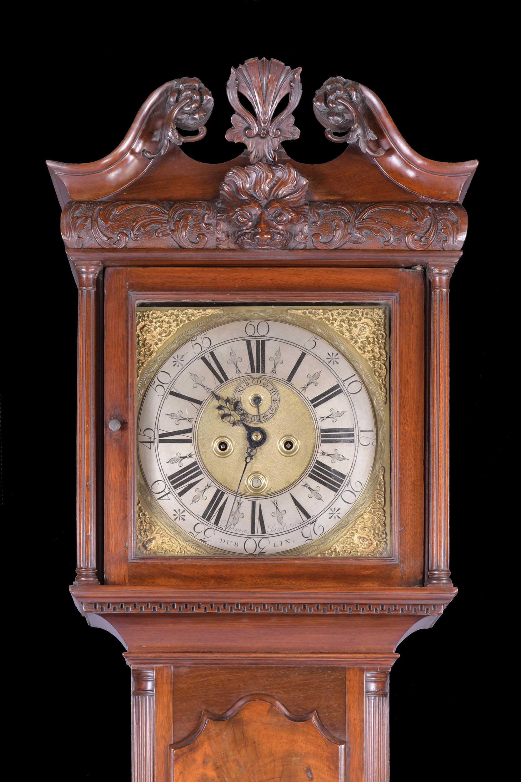 An exceptional early 18th century longcase clock by Thomas Sanderson of Dublin. The 12