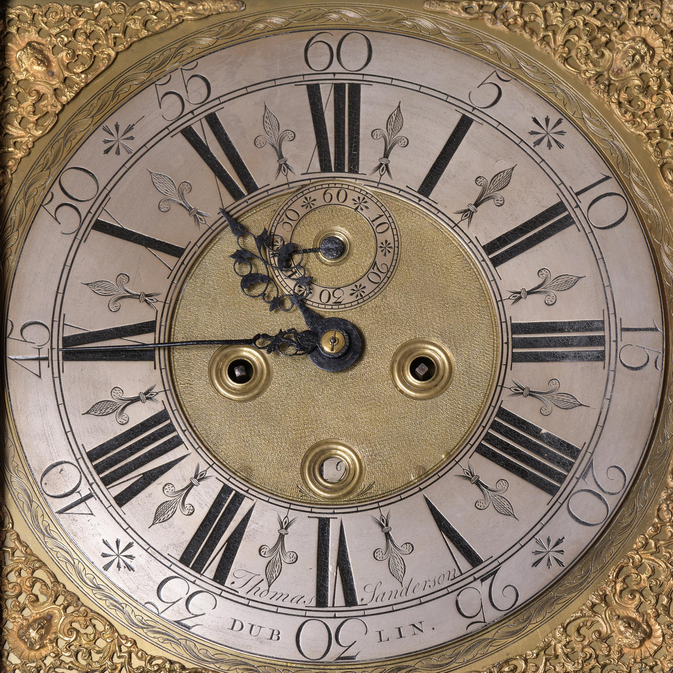 18th Century Irish Longcase Clock by Thomas Sanderson of Dublin Ireland 1