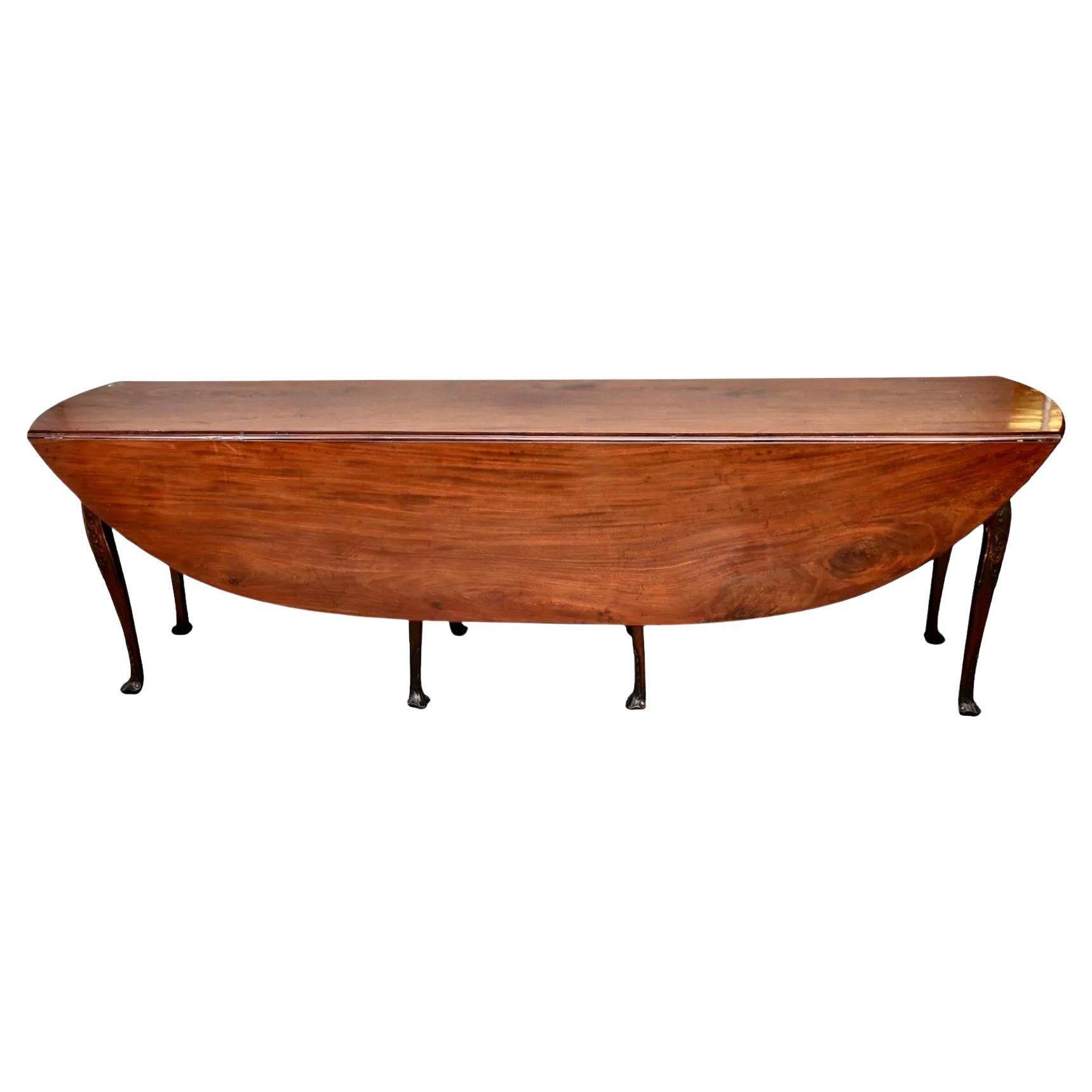 18th Century Irish Mahogany Wake or Dropleaf Dining Table For Sale